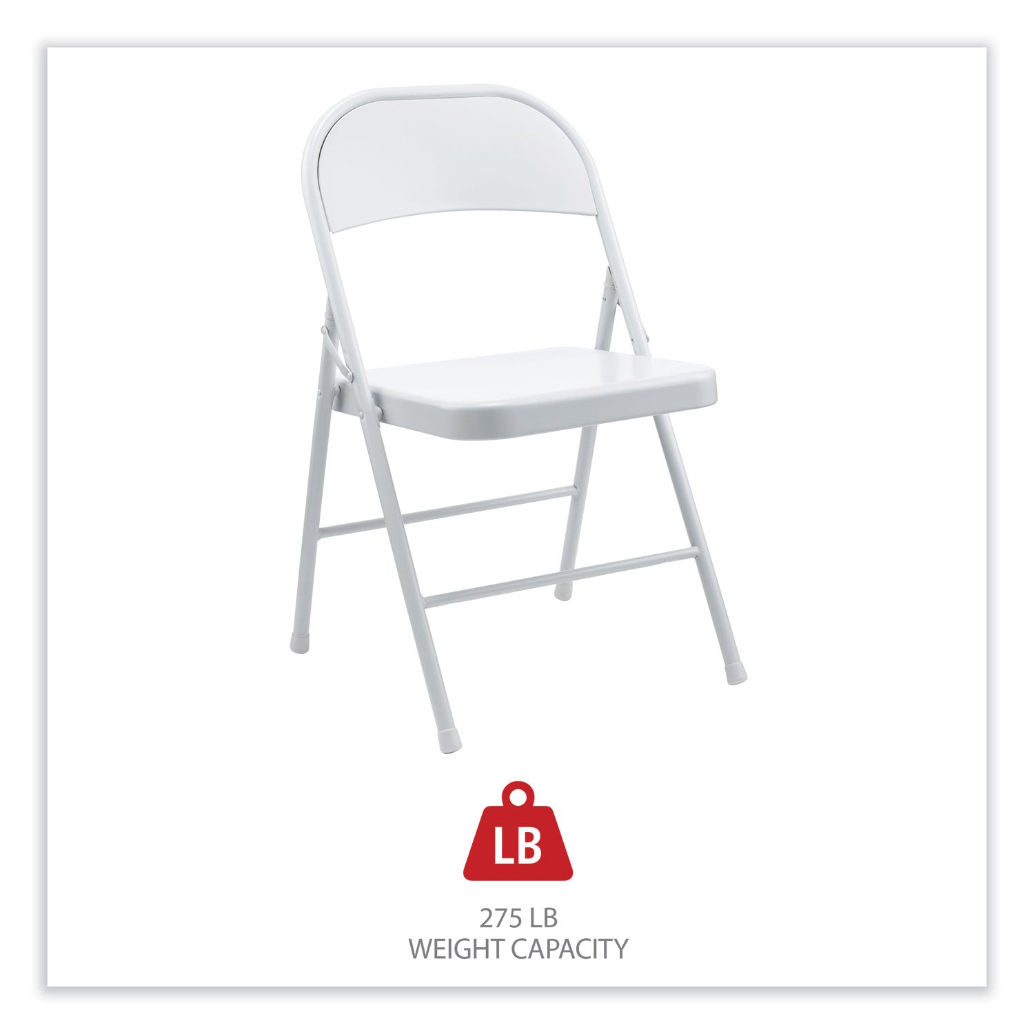 Alera® Armless Steel Folding Chair, Supports Up to 275 lb, Gray Seat, Gray Back, Gray Base, 4/Carton