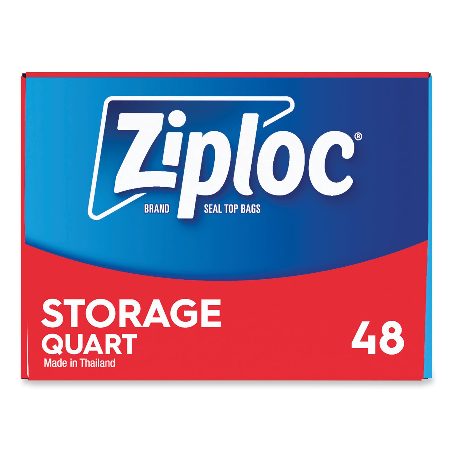 Ziploc® Double Zipper Storage Bags, Triple System Seal, Quart, 9.63" x 8.5", Clear, 48/Box