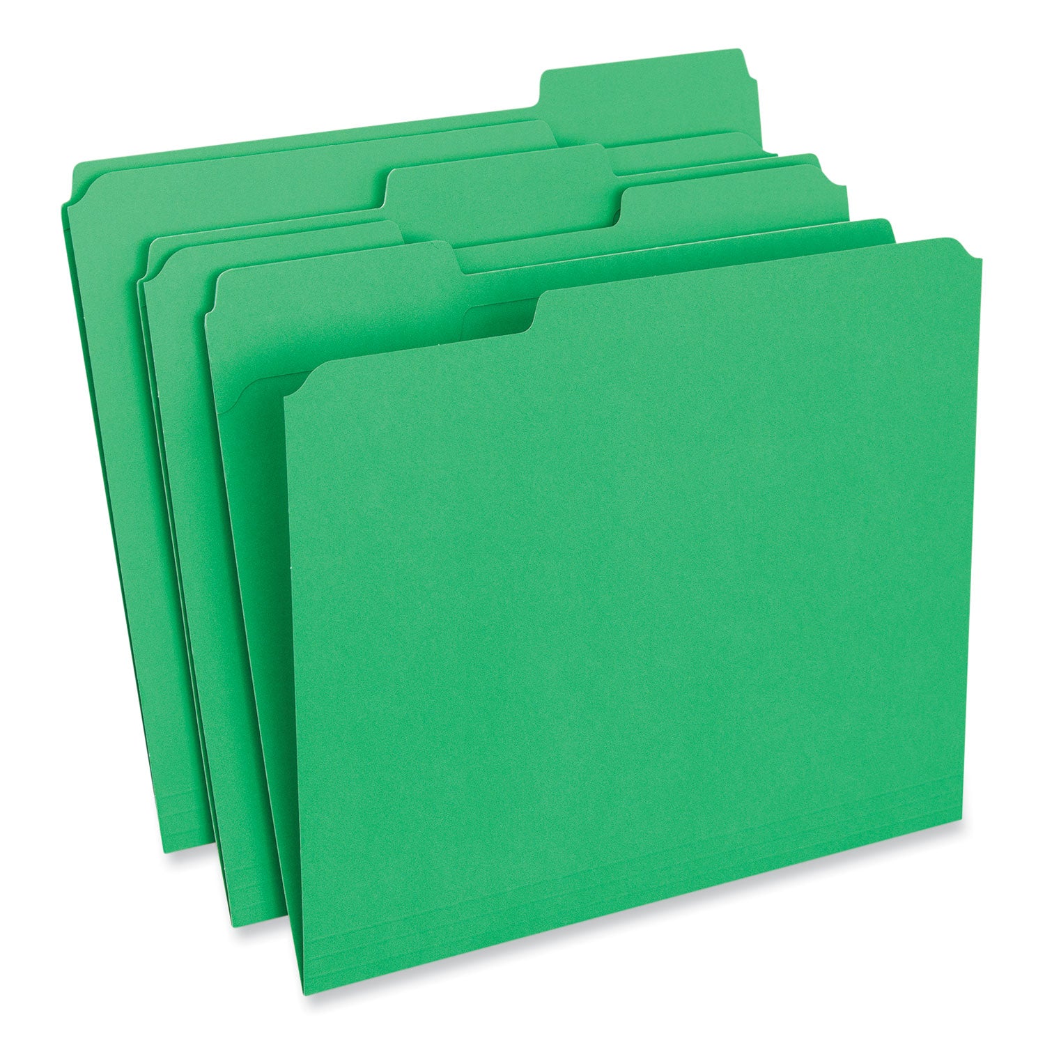 Universal® Reinforced Top-Tab File Folders, 1/3-Cut Tabs: Assorted, Letter Size, 1" Expansion, Green, 100/Box