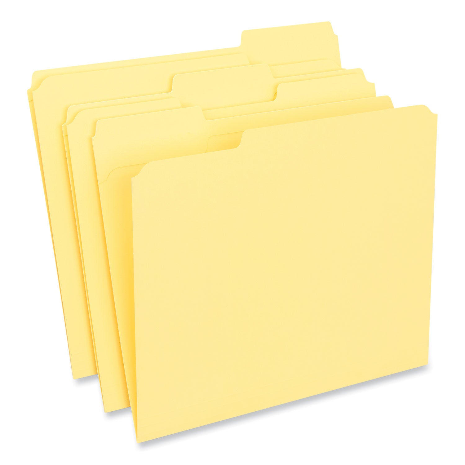 Universal® Reinforced Top-Tab File Folders, 1/3-Cut Tabs: Assorted, Letter Size, 1" Expansion, Yellow, 100/Box