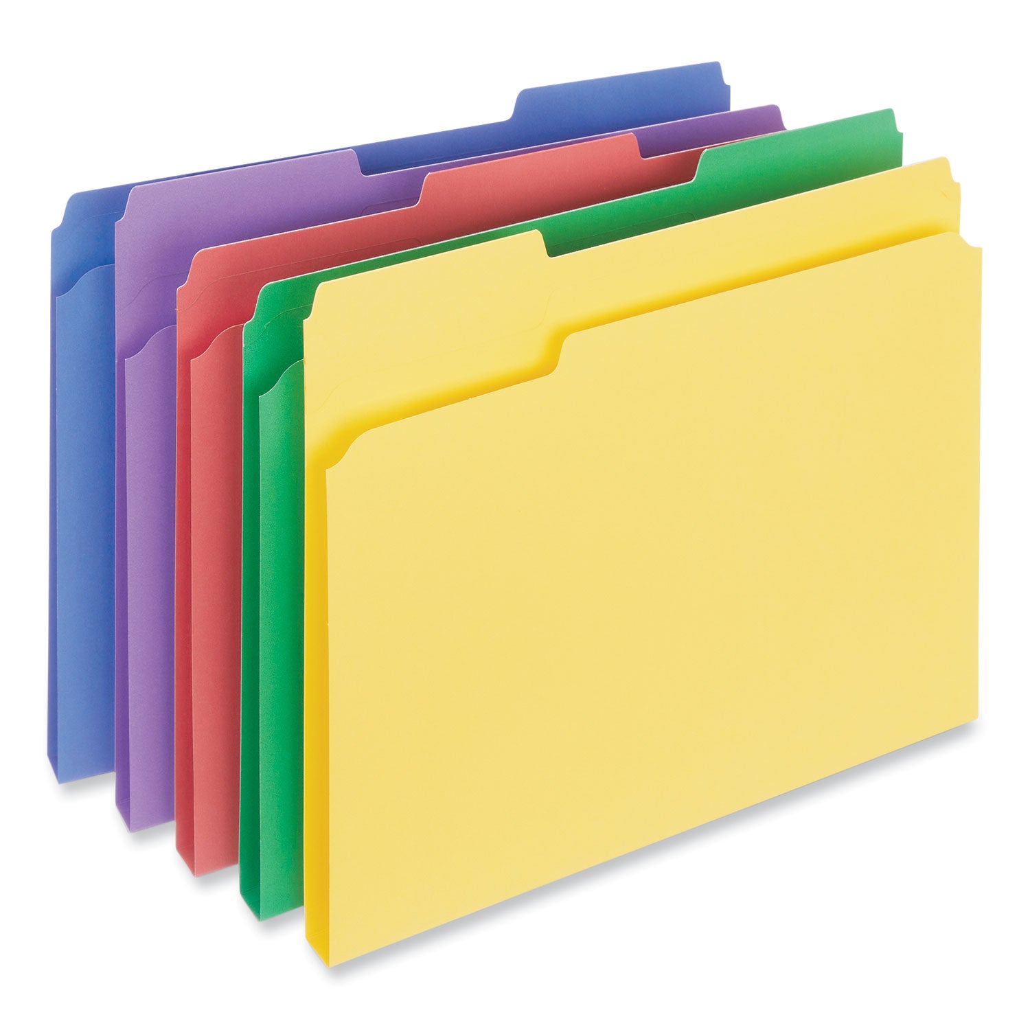 Universal® Reinforced Top-Tab File Folders, 1/3-Cut Tabs: Assorted, Letter Size, 1" Expansion, Assorted Colors, 100/Box