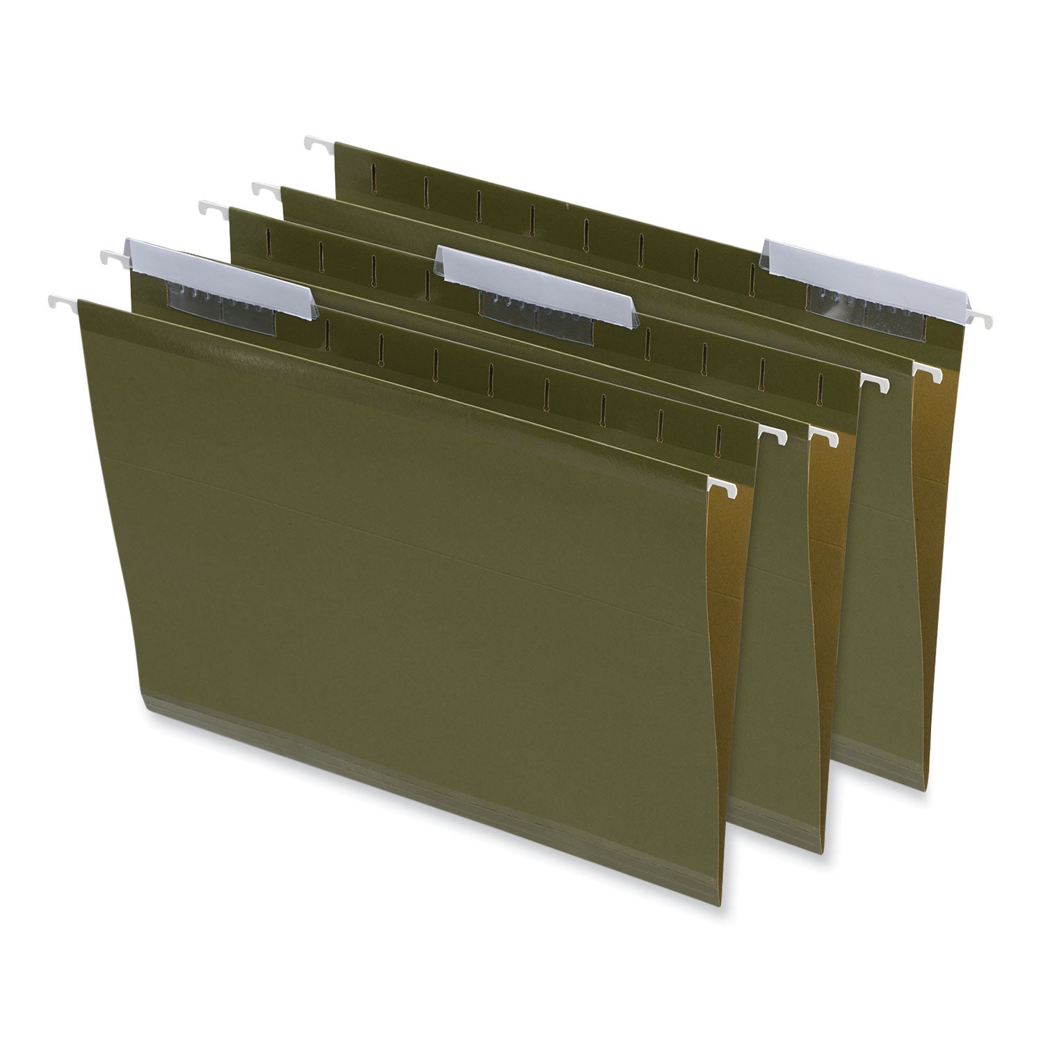 Universal® Deluxe Reinforced Recycled Hanging File Folders, Letter Size, 1/3-Cut Tabs, Standard Green, 25/Box