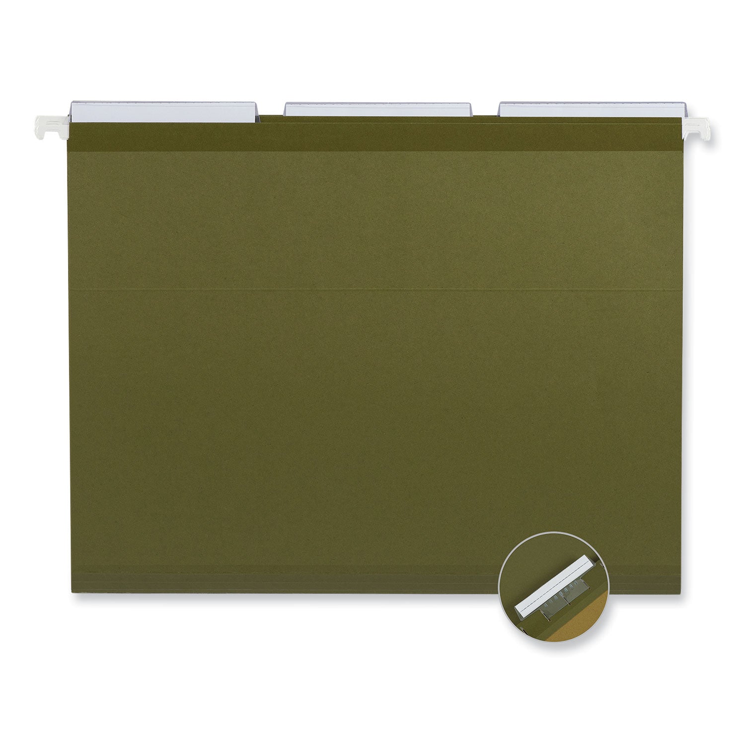 Universal® Deluxe Reinforced Recycled Hanging File Folders, Letter Size, 1/3-Cut Tabs, Standard Green, 25/Box