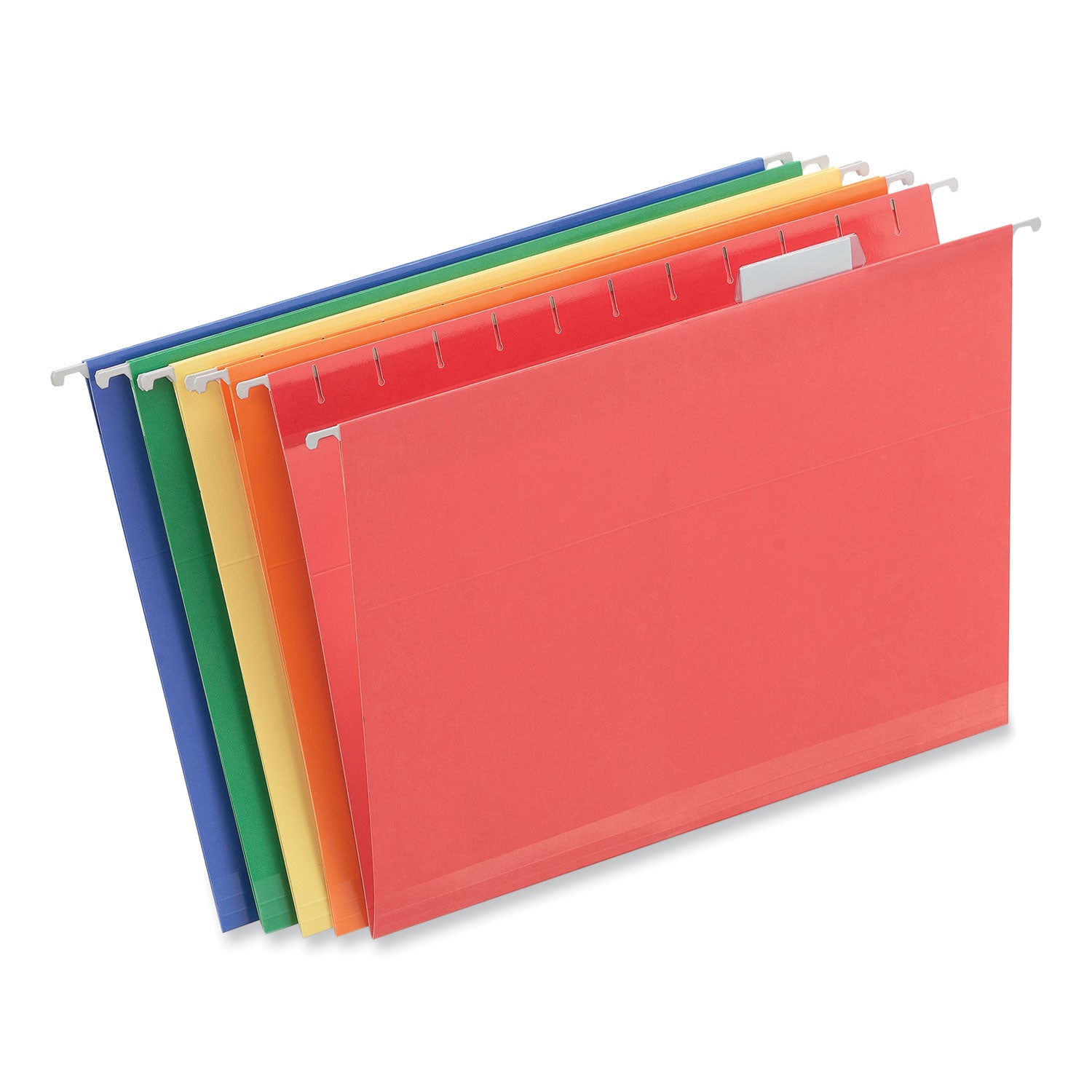 Universal® Deluxe Reinforced Recycled Hanging File Folders, Letter Size, 1/5-Cut Tabs, Assorted, 25/Box