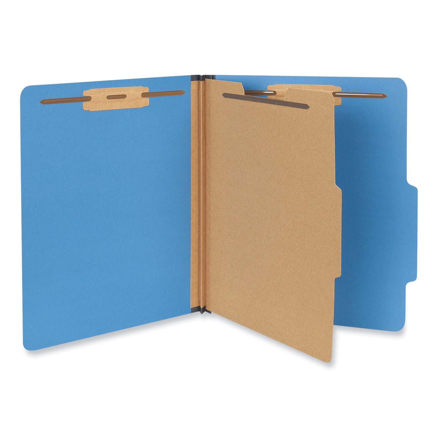 Universal® Bright Colored Pressboard Classification Folders, 2" Expansion, 1 Divider, 4 Fasteners, Letter Size, Cobalt Blue, 10/Box