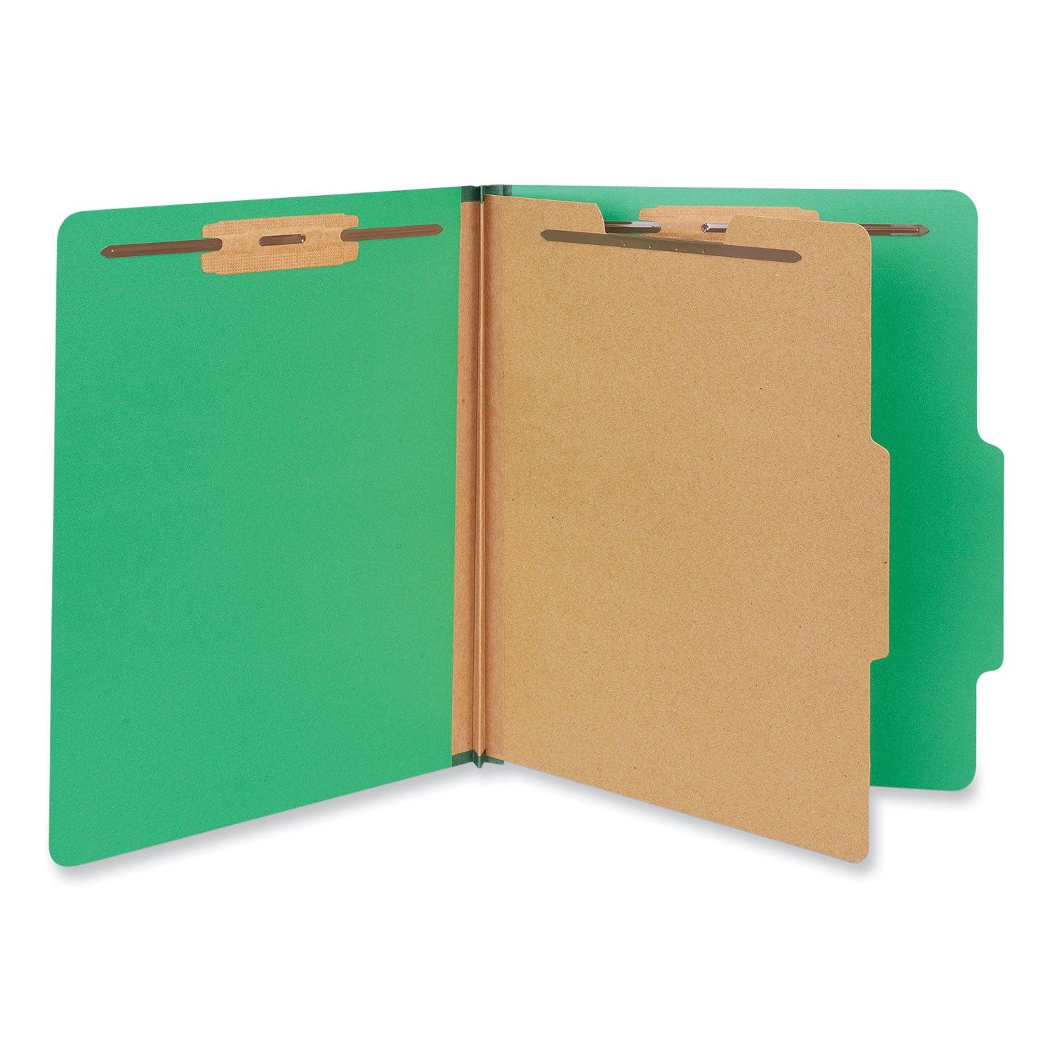 Universal® Bright Colored Pressboard Classification Folders, 2" Expansion, 1 Divider, 4 Fasteners, Letter Size, Emerald Green, 10/Box