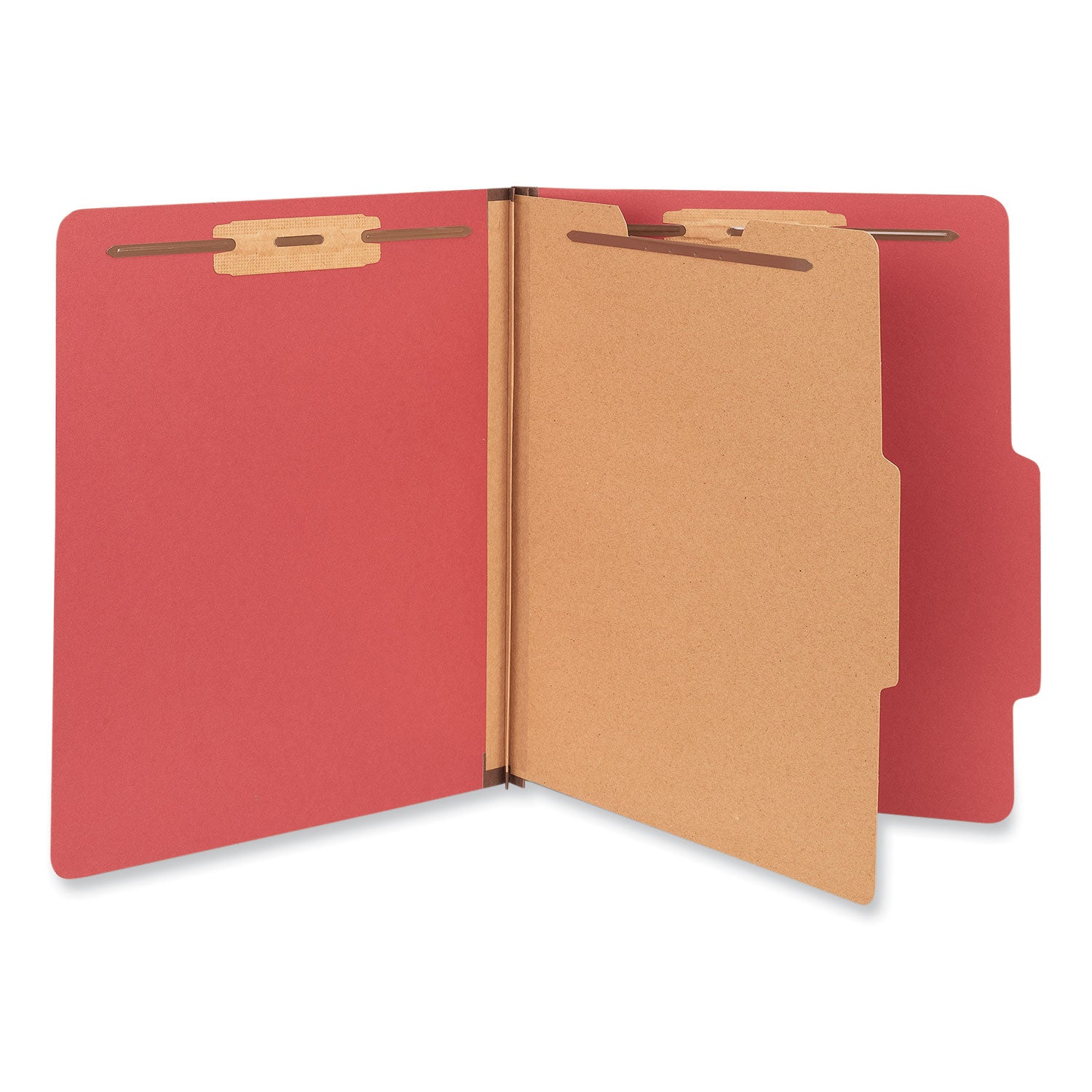 Universal® Bright Colored Pressboard Classification Folders, 2" Expansion, 1 Divider, 4 Fasteners, Letter Size, Ruby Red, 10/Box