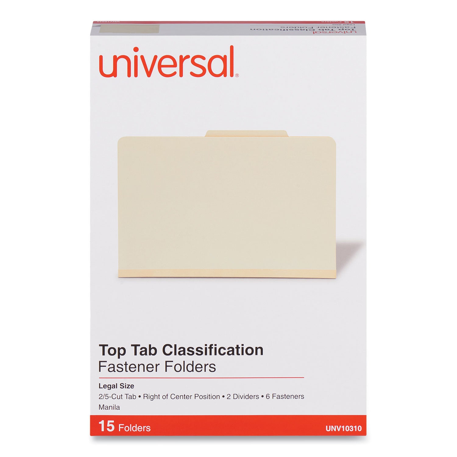 Universal® Six-Section Classification Folders, 2" Expansion, 2 Dividers, 6 Fasteners, Legal Size, Manila Exterior, 15/Box