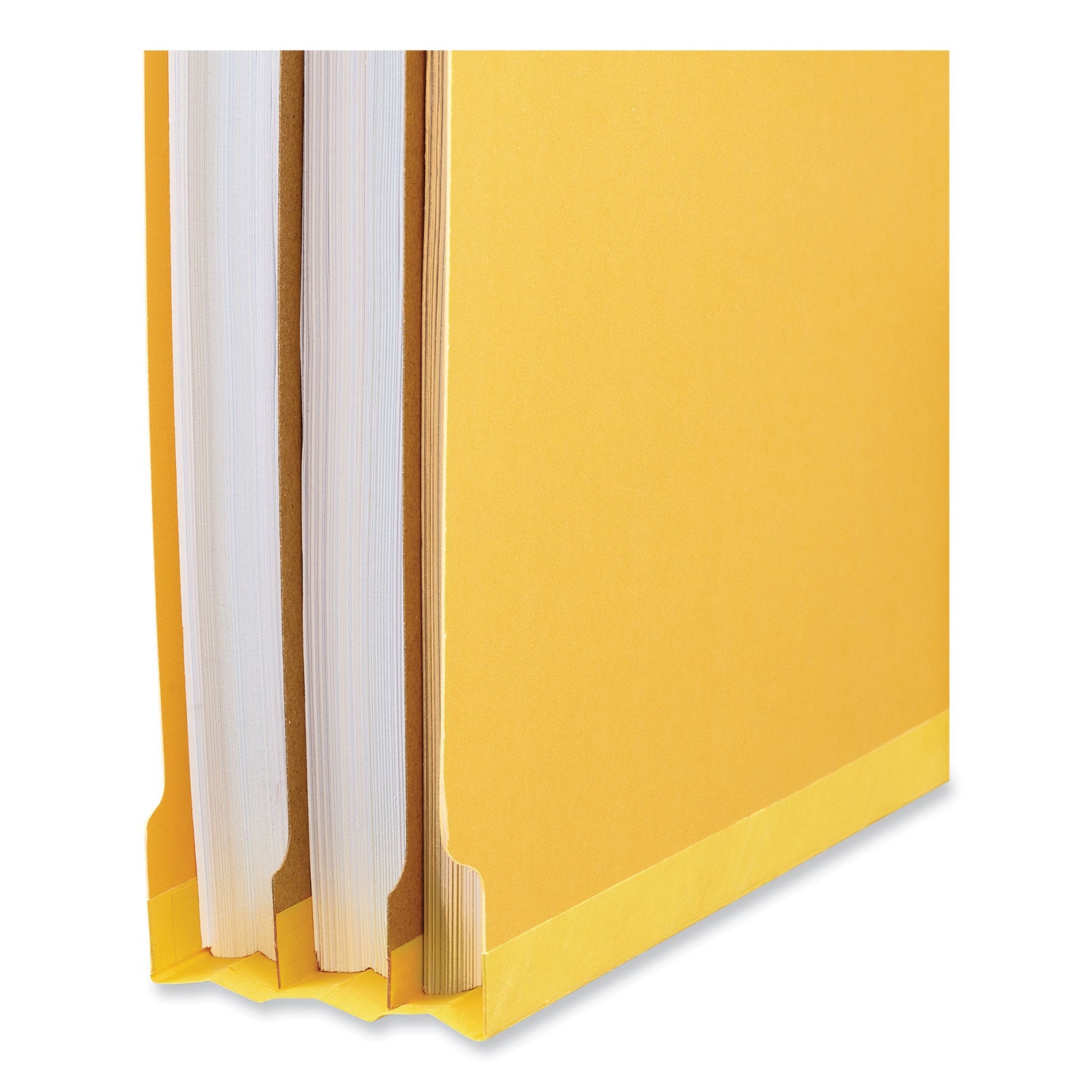 Universal® Deluxe Six-Section Pressboard End Tab Classification Folders, 2 Dividers, 6 Fasteners, Letter Size, Yellow, 10/Box