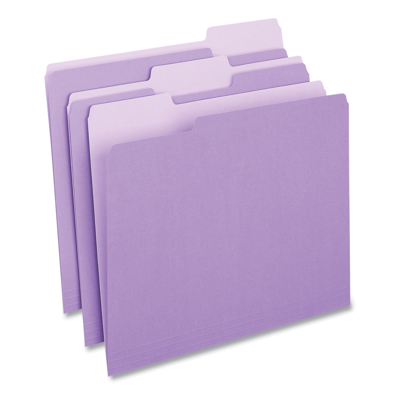 Universal® Deluxe Colored Top Tab File Folders, 1/3-Cut Tabs: Assorted, Letter Size, Violet/Light Violet, 100/Box