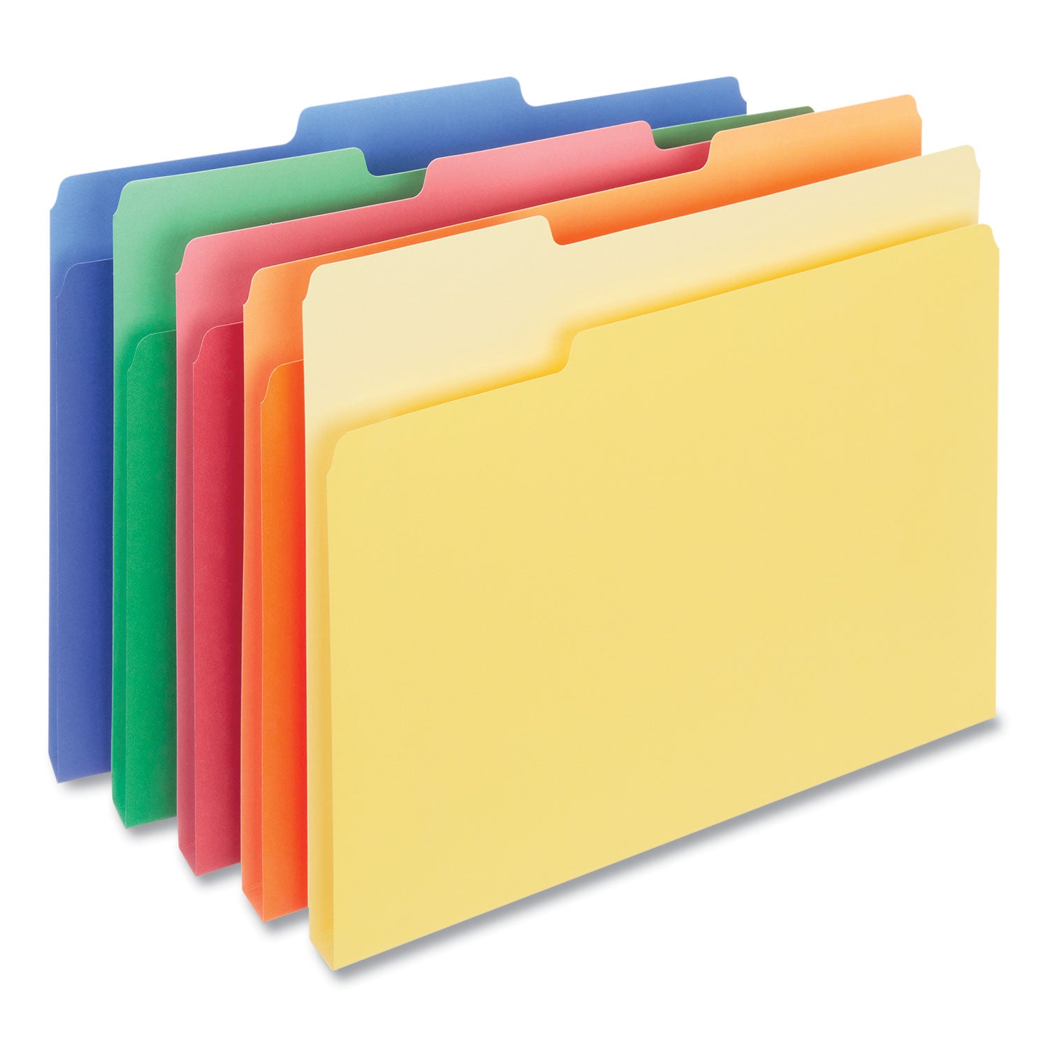 Universal® Deluxe Colored Top Tab File Folders, 1/3-Cut Tabs: Assorted, Letter Size, Assorted Colors, 100/Box