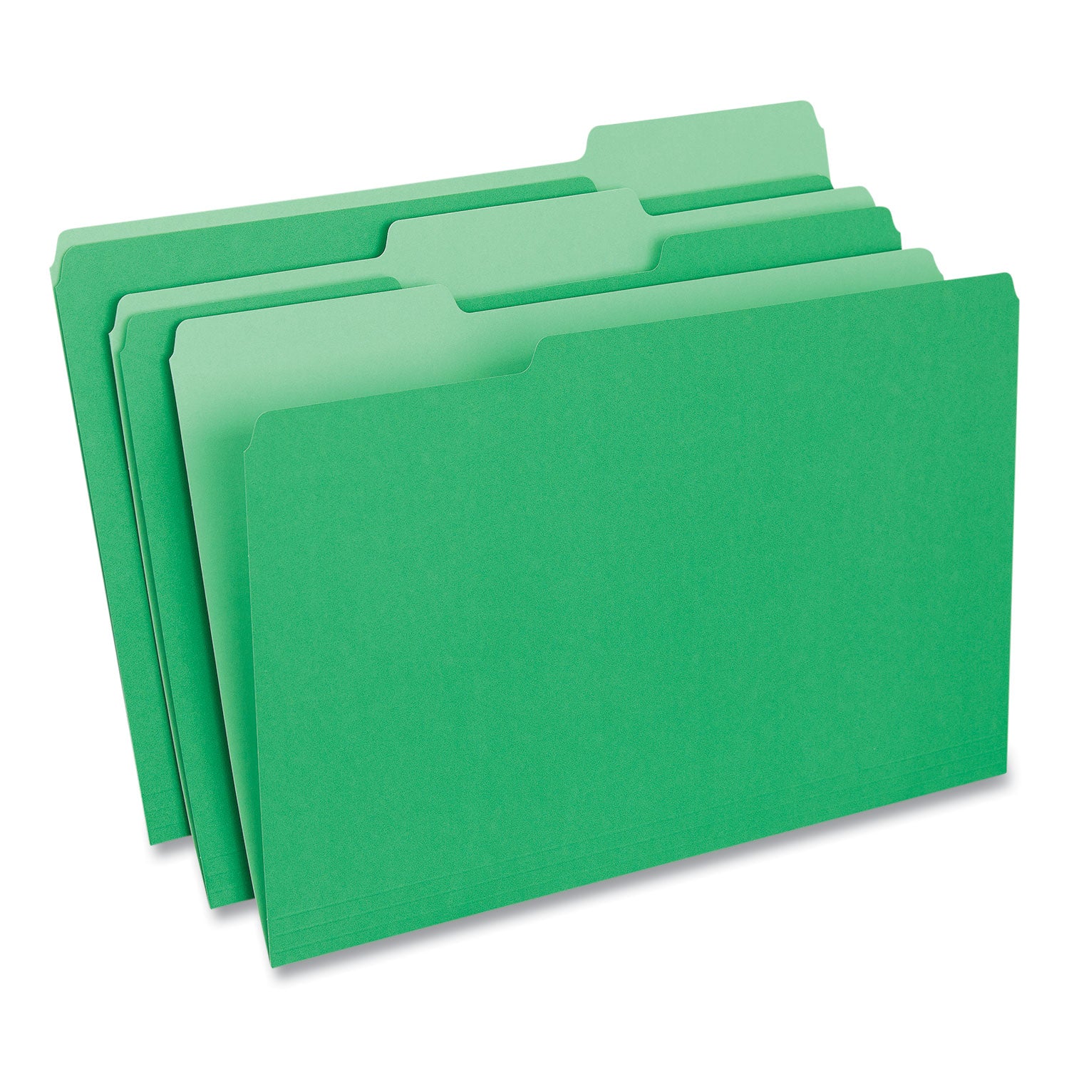 Universal® Deluxe Colored Top Tab File Folders, 1/3-Cut Tabs: Assorted, Legal Size, Bright Green/Light Green, 100/Box