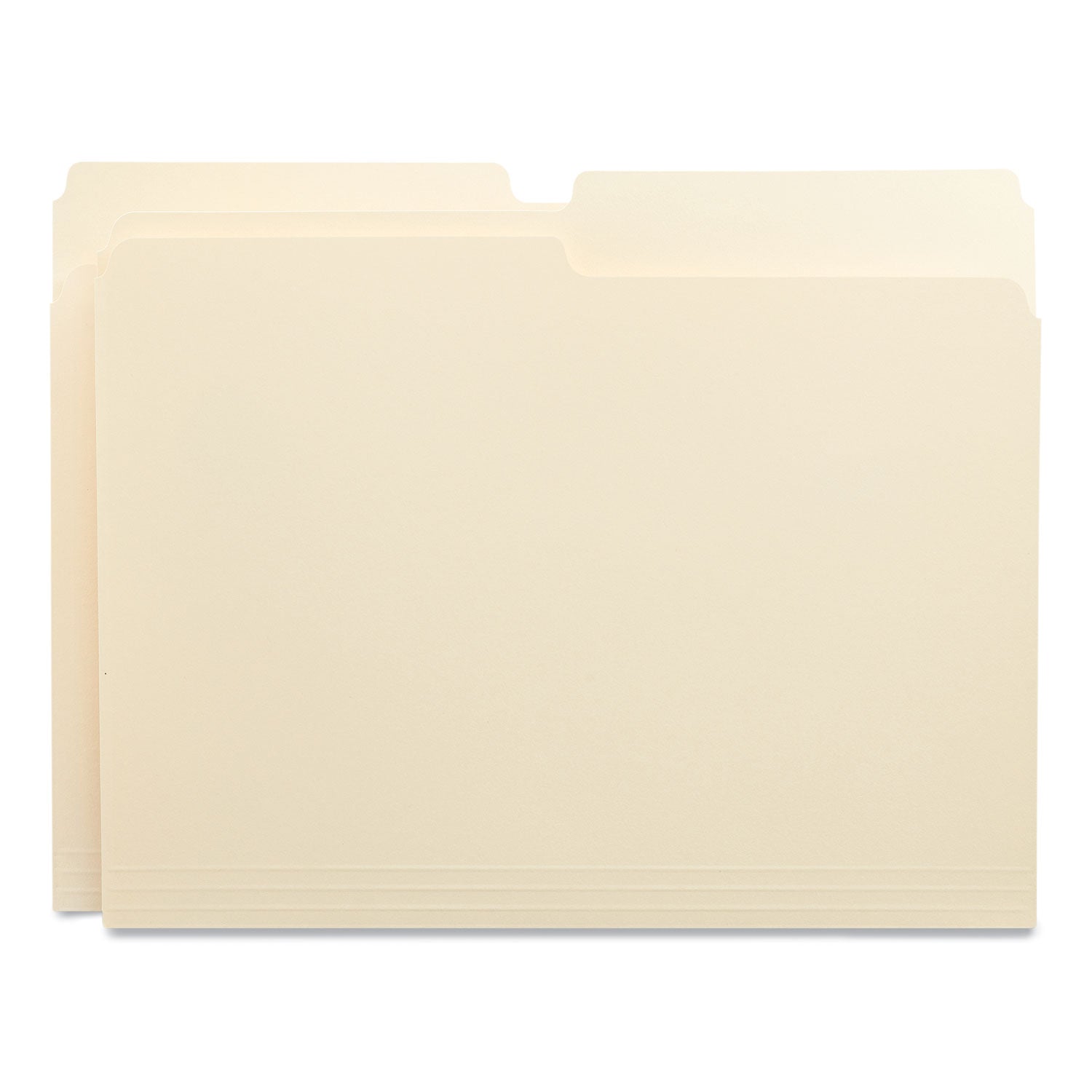 Universal® Top Tab File Folders, 1/2-Cut Tabs: Assorted, Letter Size, 0.75" Expansion, Manila, 100/Box