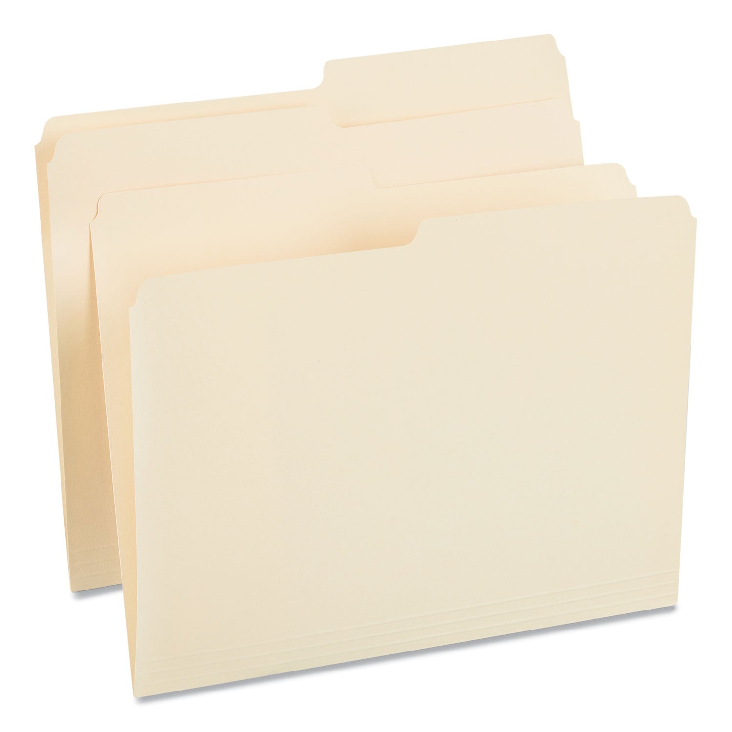 Universal® Top Tab File Folders, 1/2-Cut Tabs: Assorted, Letter Size, 0.75" Expansion, Manila, 100/Box