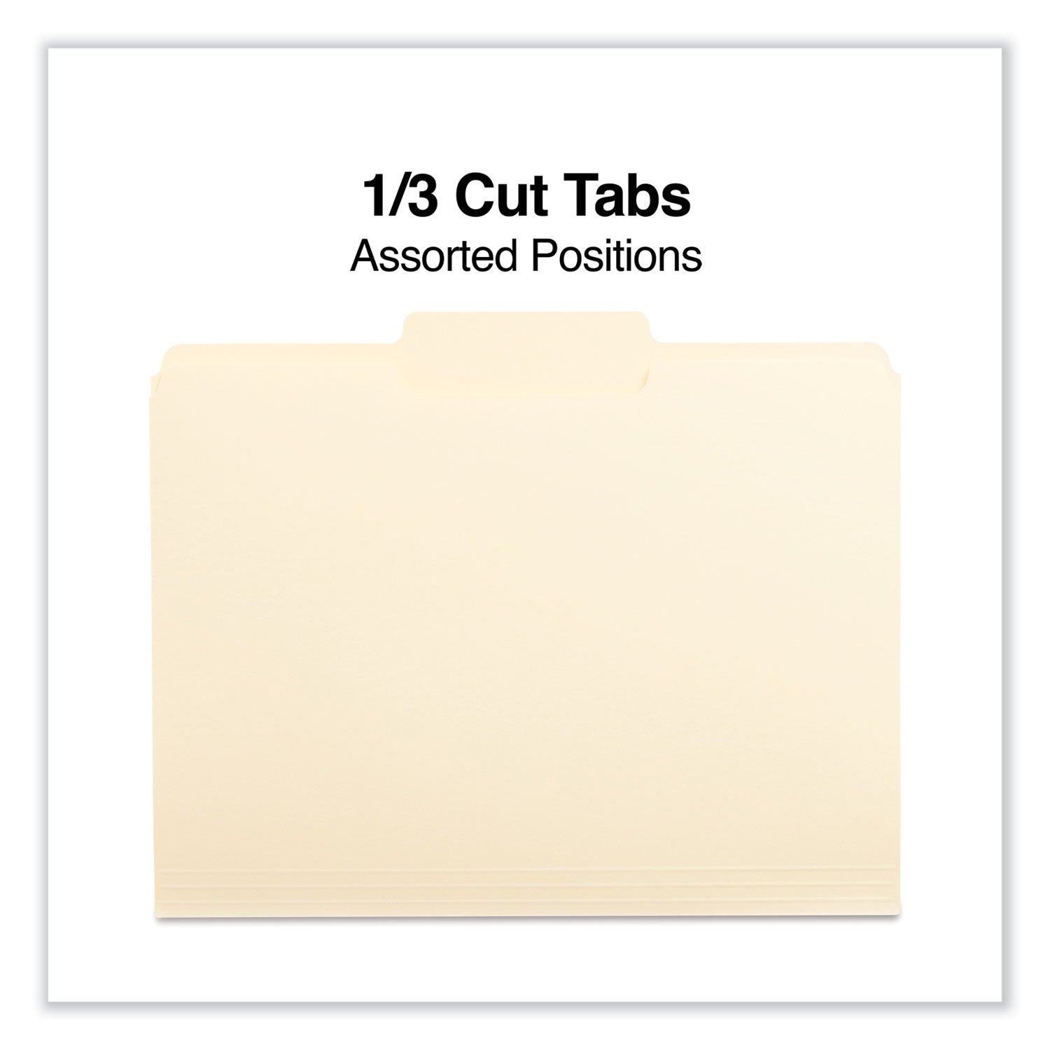 Universal® Top Tab File Folders, 1/3-Cut Tabs: Center Position, Letter Size, 0.75" Expansion, Manila, 100/Box