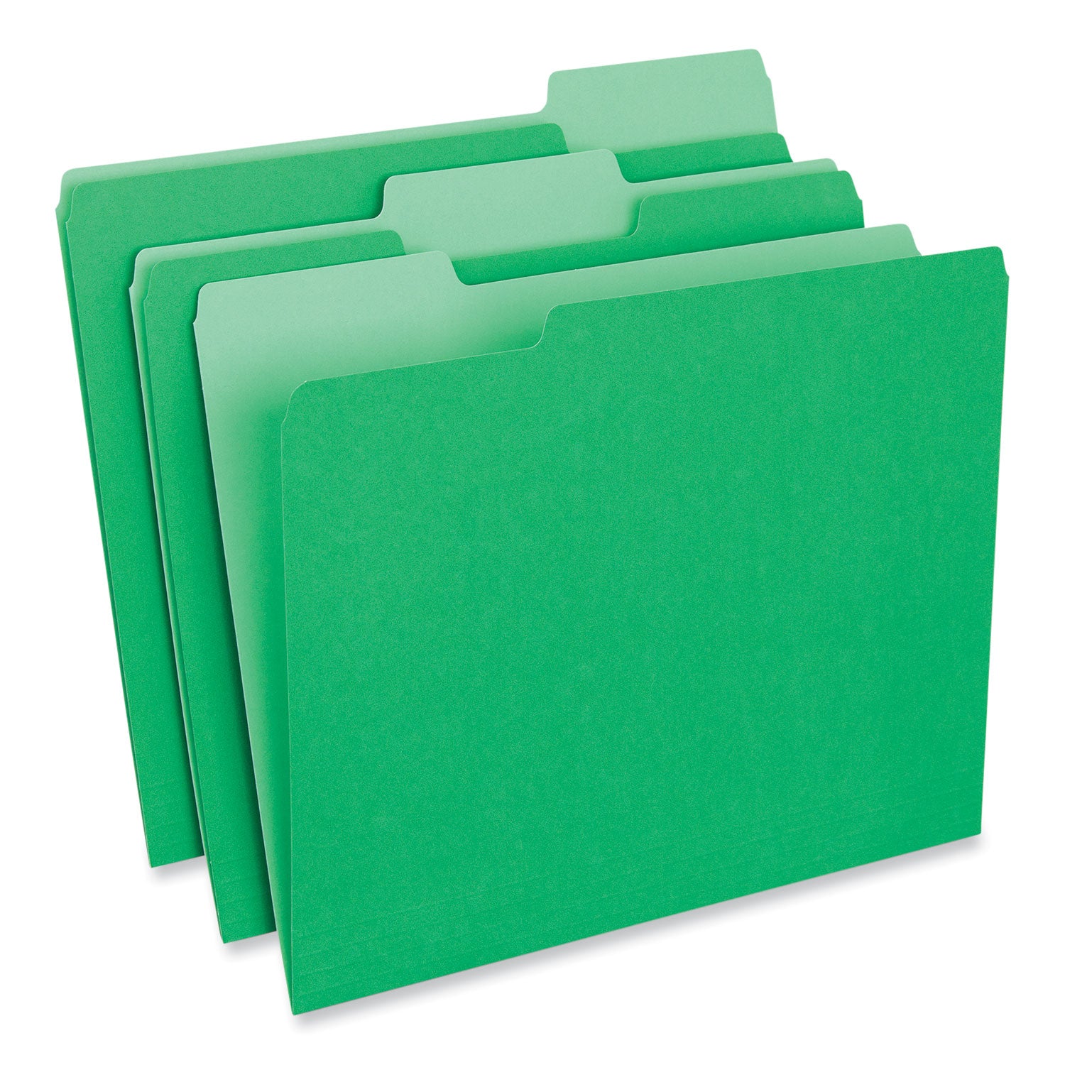 Universal® Interior File Folders, 1/3-Cut Tabs: Assorted, Letter Size, 11-pt Stock, Green, 100/Box