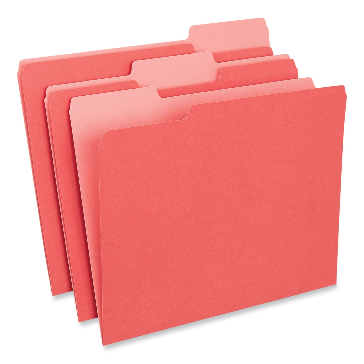 Universal® Interior File Folders, 1/3-Cut Tabs: Assorted, Letter Size, 11-pt Stock, Red, 100/Box