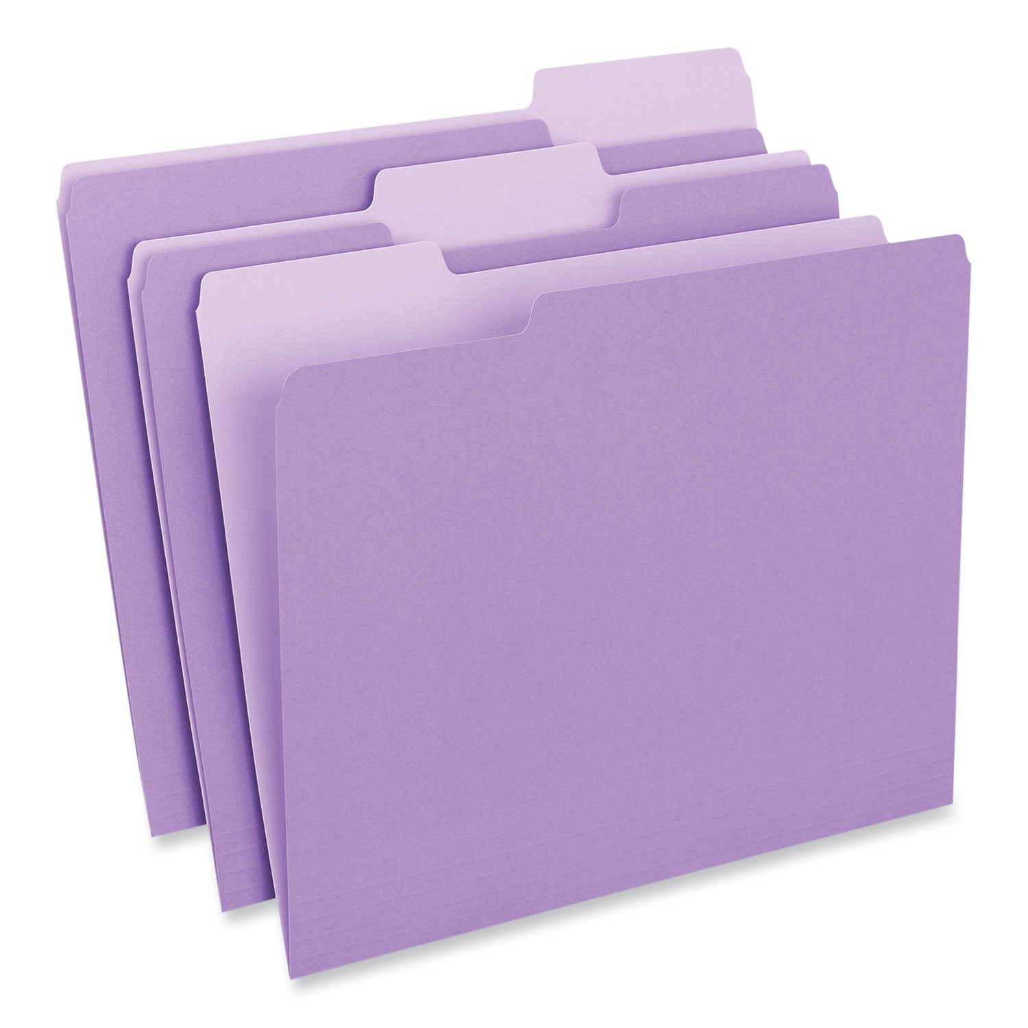 Universal® Interior File Folders, 1/3-Cut Tabs: Assorted, Letter Size, 11-pt Stock, Violet, 100/Box