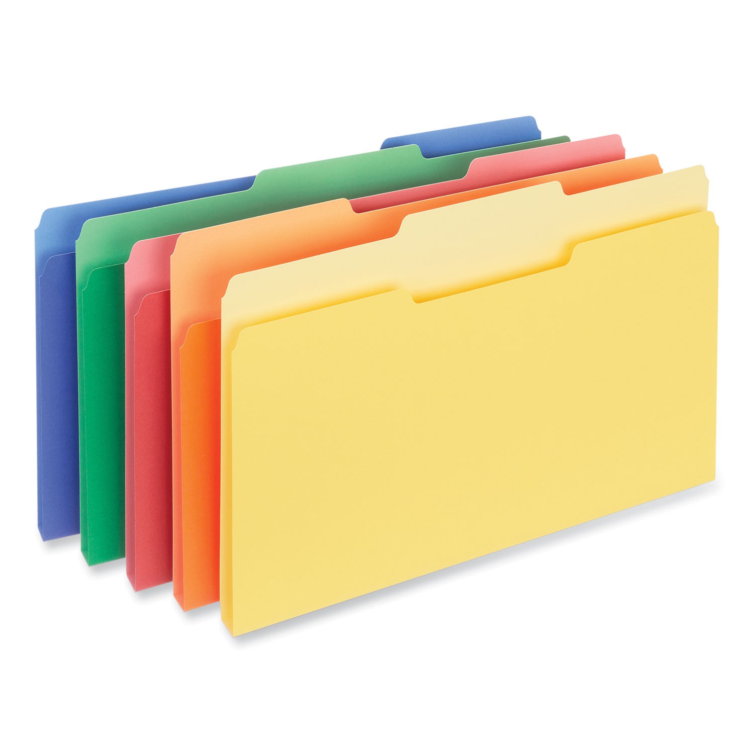 Universal® Interior File Folders, 1/3-Cut Tabs: Assorted, Letter Size, 11-pt Stock, Assorted Colors, 100/Box