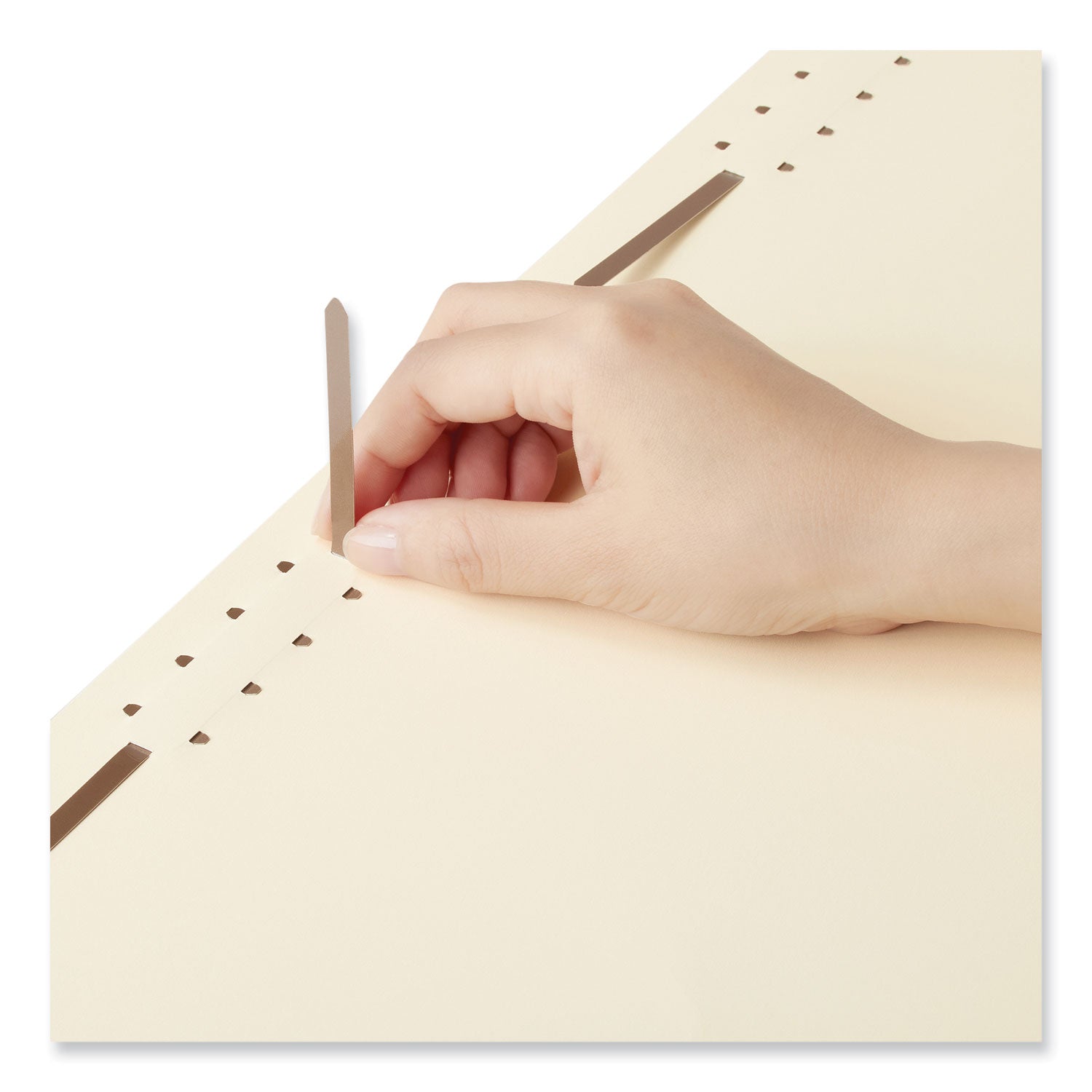 Universal® Reinforced Top Tab Fastener Folders, 0.75" Expansion, 2 Fasteners, Legal Size, Manila Exterior, 50/Box