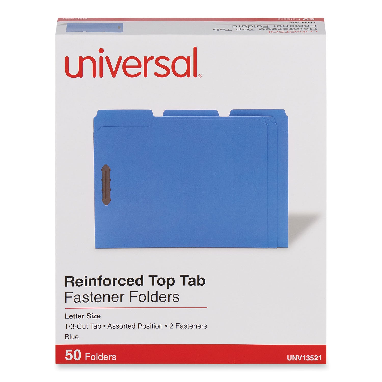 Deluxe Reinforced Top Tab Fastener Folders, 0.75" Expansion, 2 Fasteners, Letter Size, Blue Exterior, 50/Box