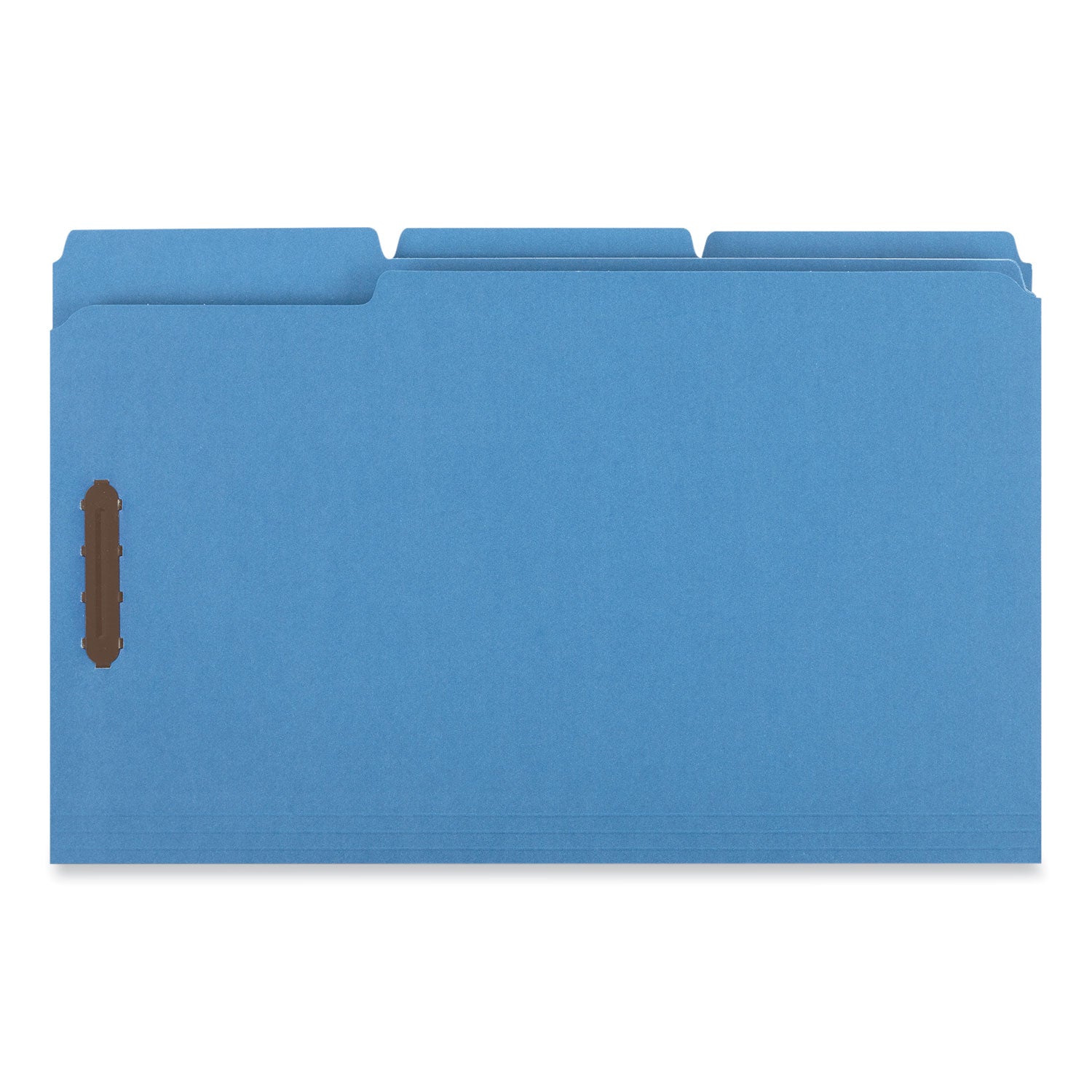 Universal® Deluxe Reinforced Top Tab Fastener Folders, 0.75" Expansion, 2 Fasteners, Legal Size, Blue Exterior, 50/Box