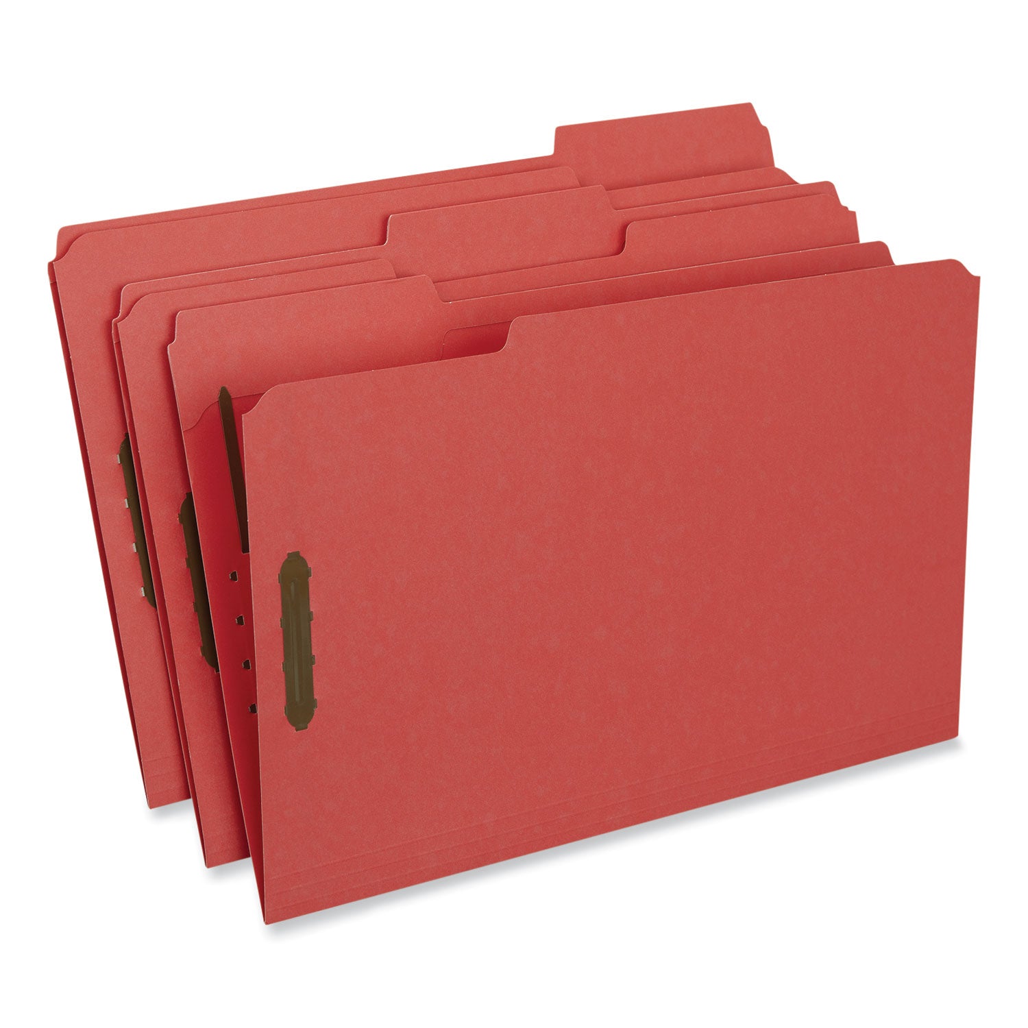 Deluxe Reinforced Top Tab Fastener Folders, 0.75" Expansion, 2 Fasteners, Legal Size, Red Exterior, 50/Box