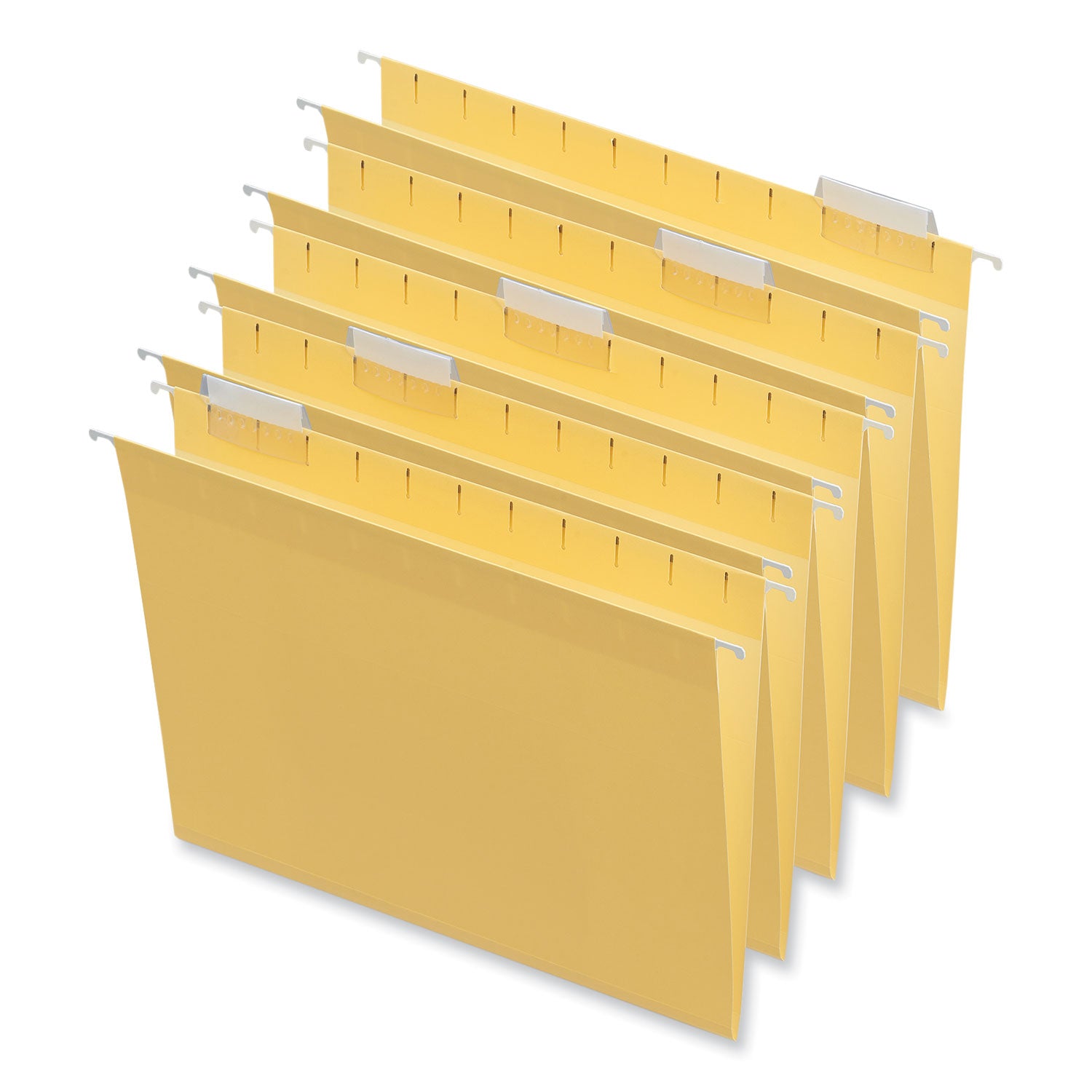 Universal® Deluxe Bright Color Hanging File Folders, Letter Size, 1/5-Cut Tabs, Yellow, 25/Box