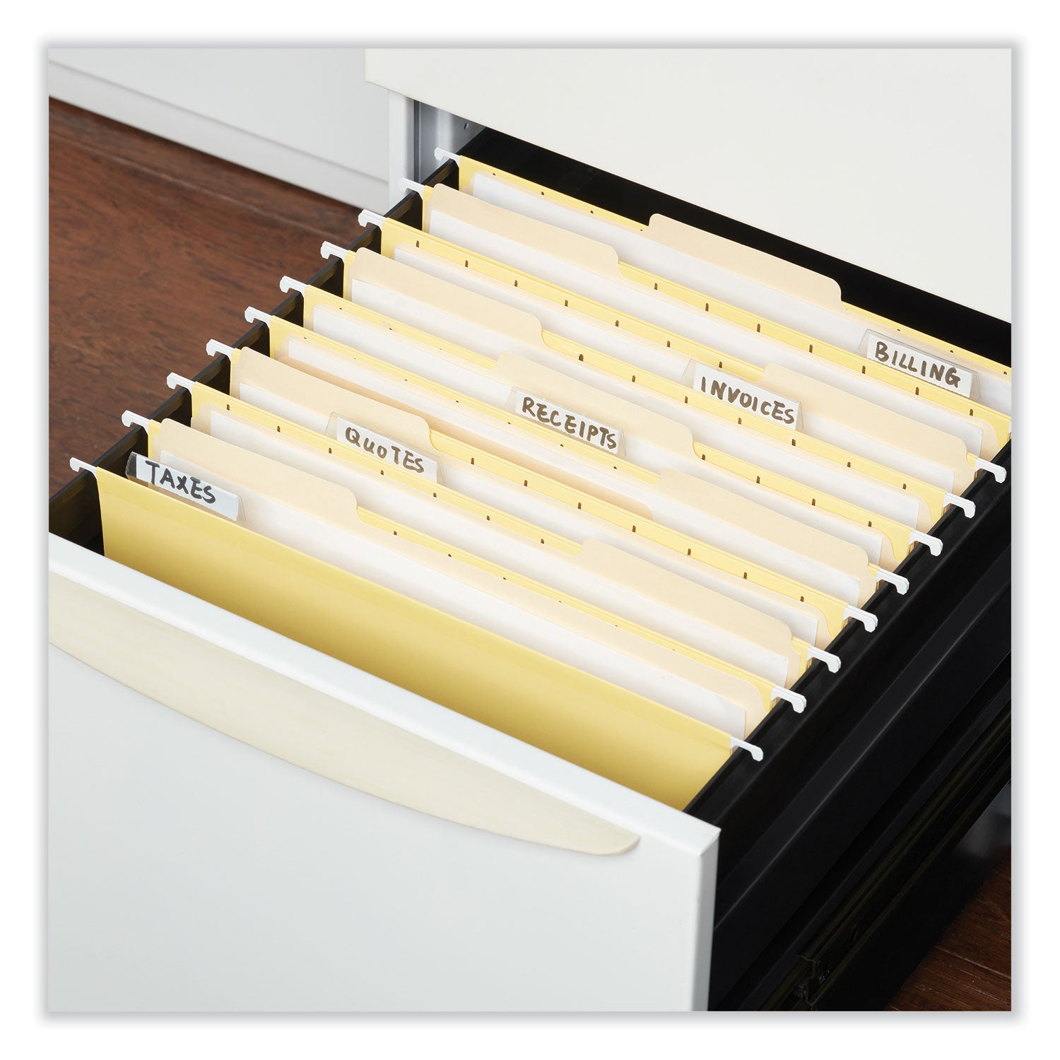 Universal® Deluxe Bright Color Hanging File Folders, Letter Size, 1/5-Cut Tabs, Yellow, 25/Box