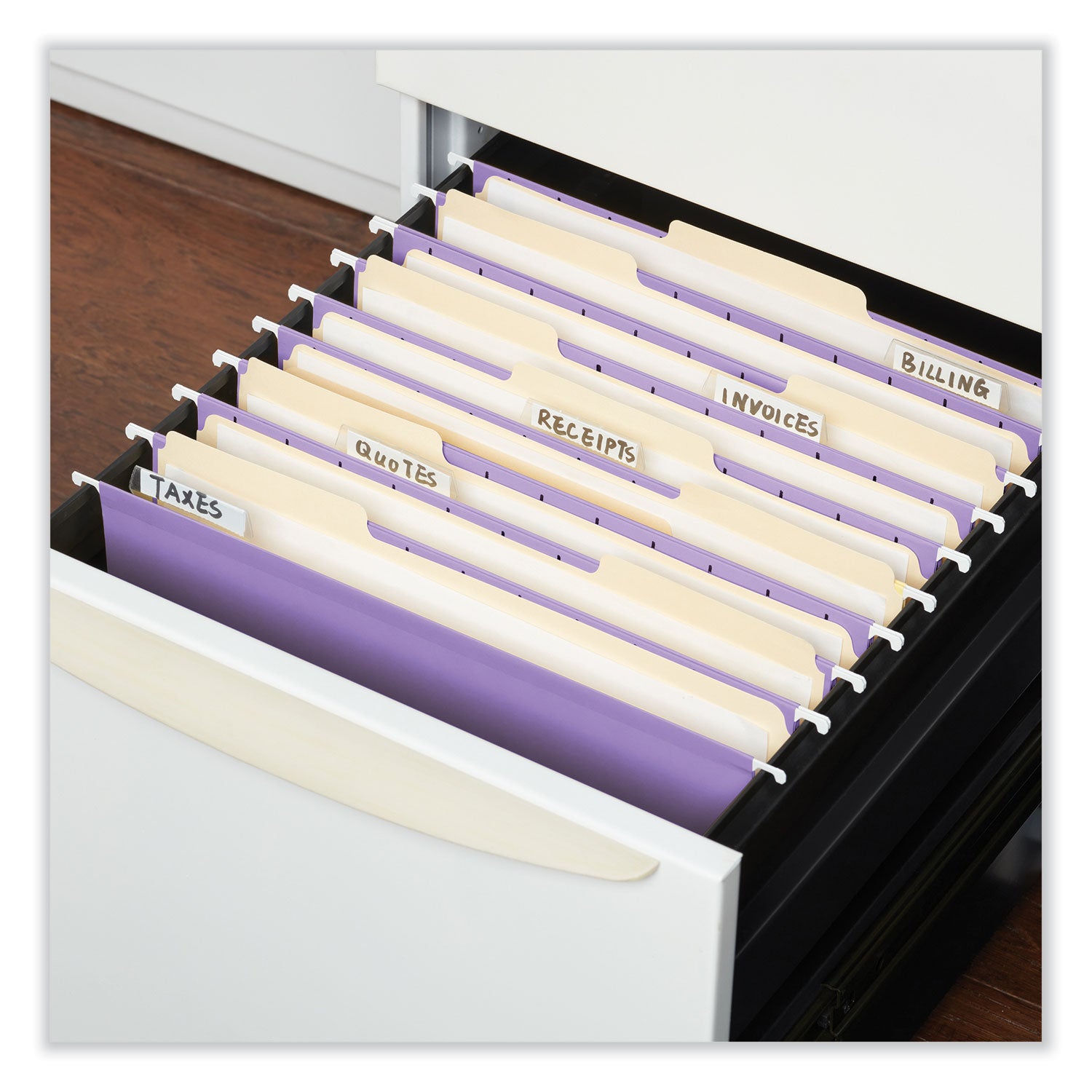 Universal® Deluxe Bright Color Hanging File Folders, Letter Size, 1/5-Cut Tabs, Violet, 25/Box