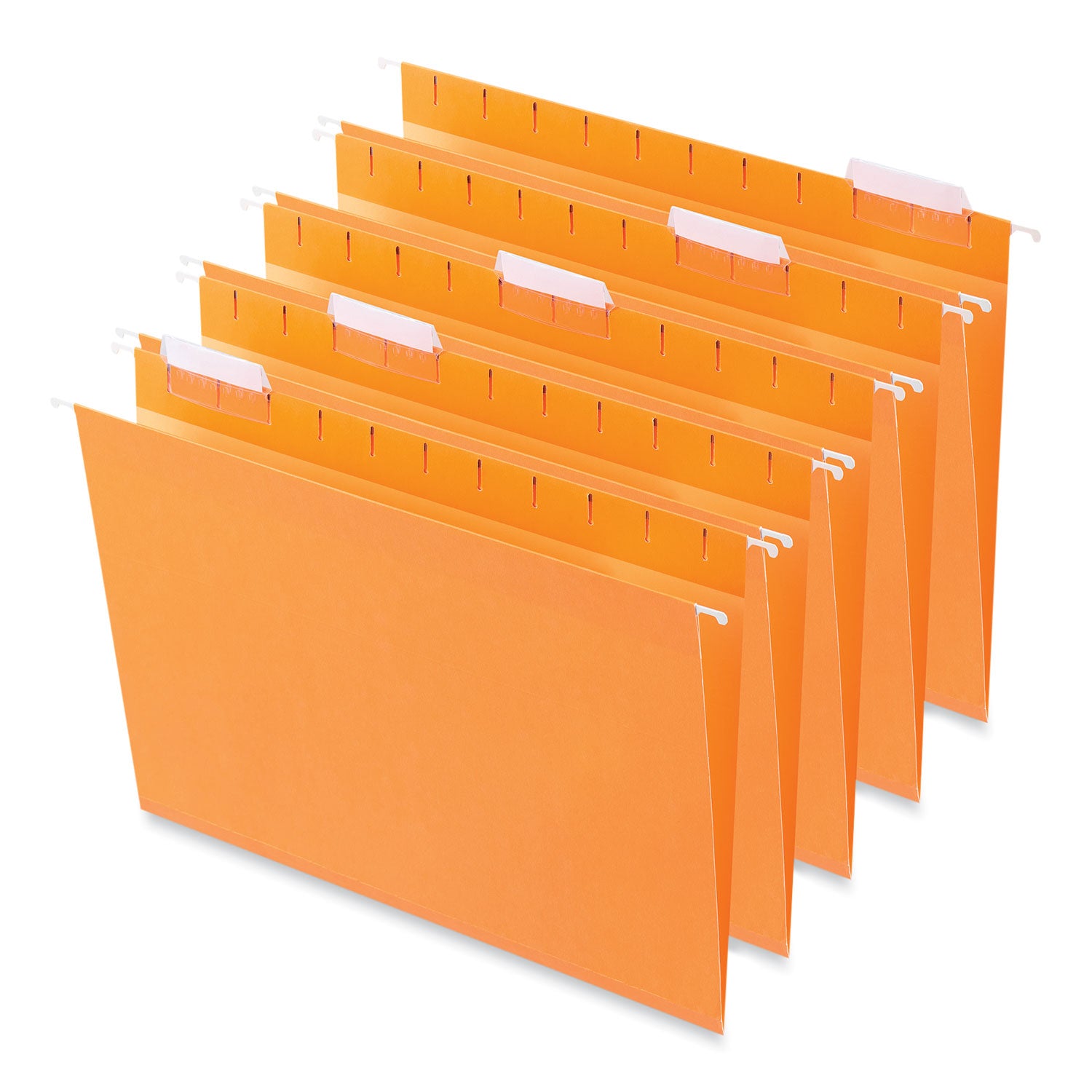 Universal® Deluxe Bright Color Hanging File Folders, Letter Size, 1/5-Cut Tabs, Orange, 25/Box