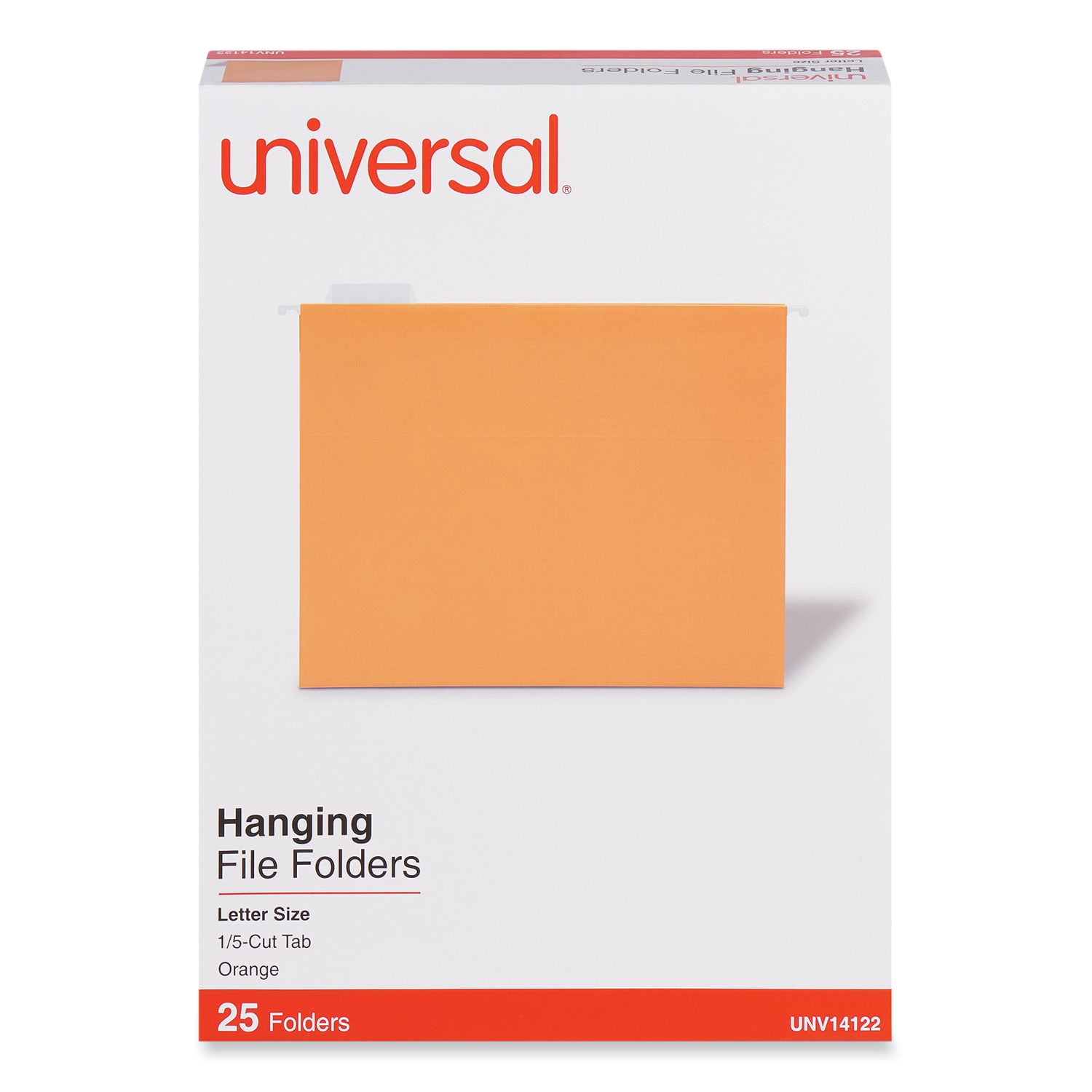 Deluxe Bright Color Hanging File Folders, Letter Size, 1/5-Cut Tabs, Orange, 25/Box