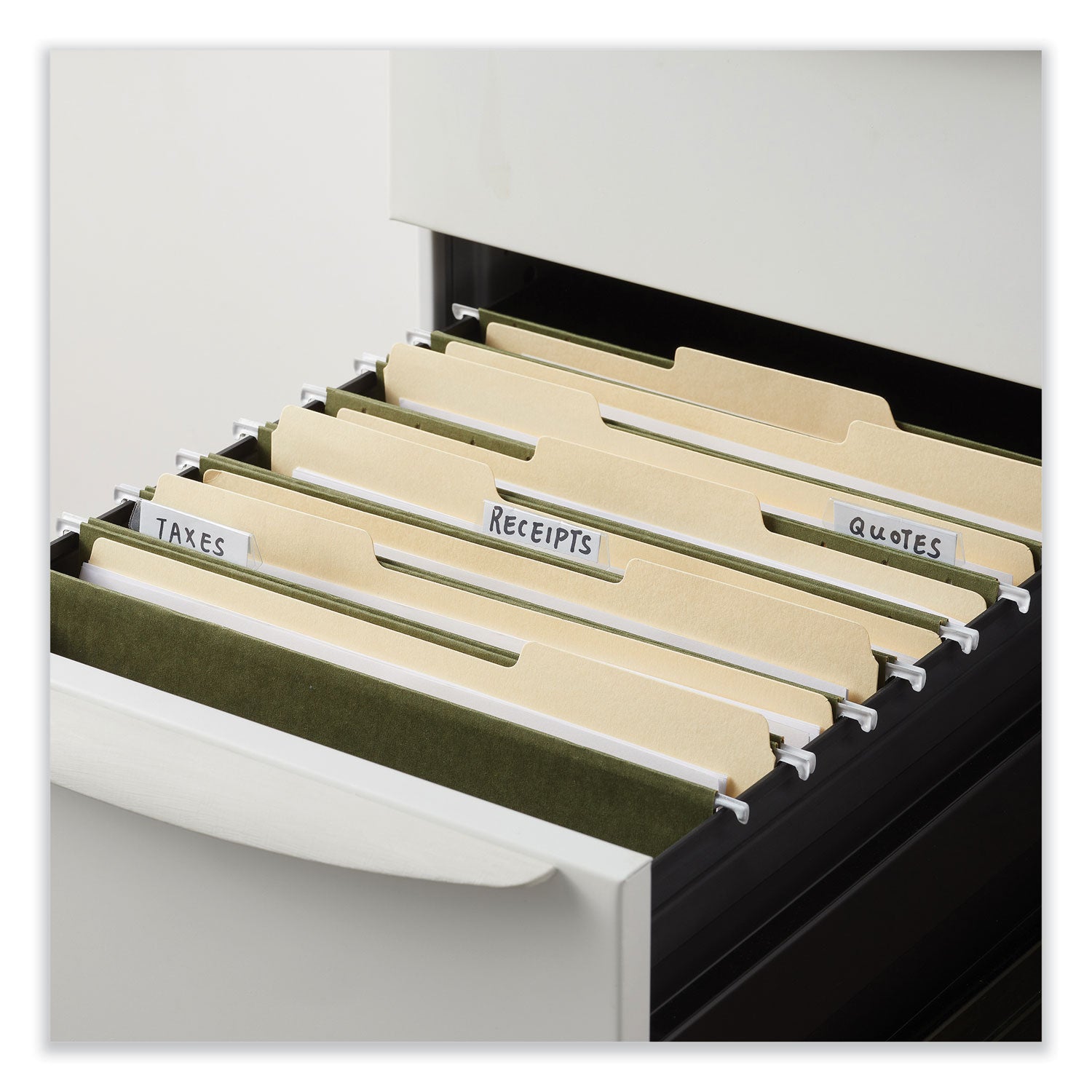 Universal® Box Bottom Hanging File Folders, 2" Capacity, Letter Size, 1/5-Cut Tabs, Standard Green, 25/Box