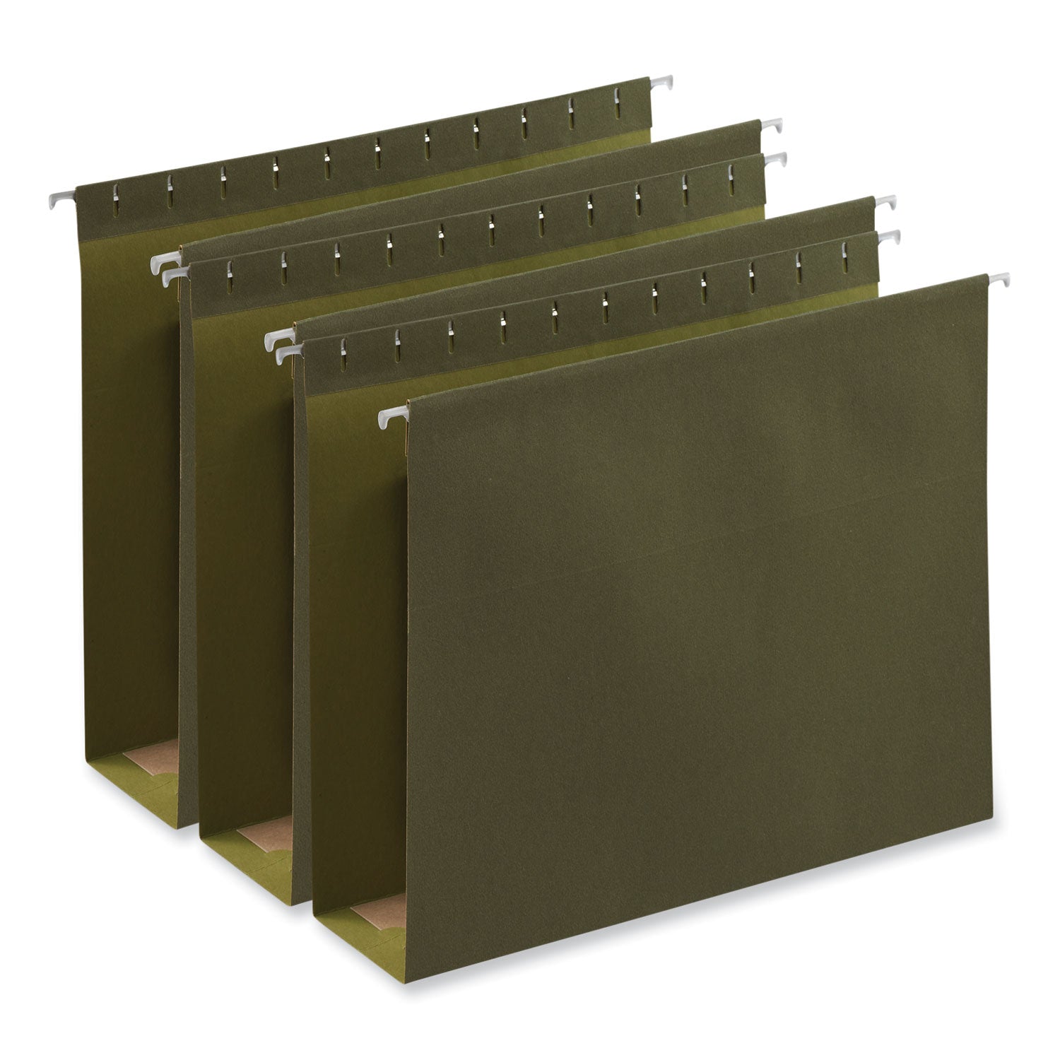 Box Bottom Hanging File Folders, 3" Capacity, Letter Size, 1/5-Cut Tabs, Standard Green, 25/Box