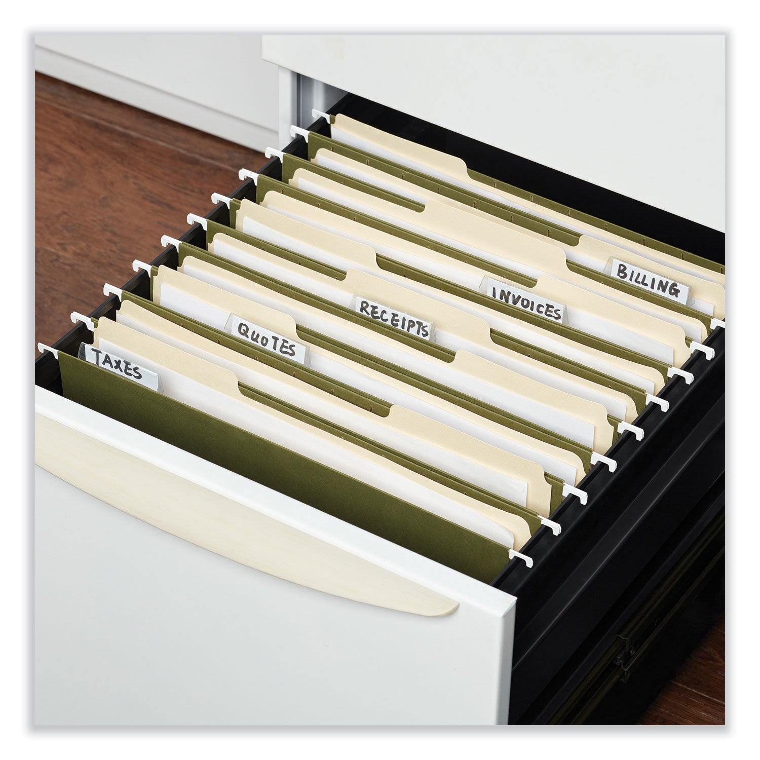 Universal® Box Bottom Hanging File Folders, 1" Capacity, Legal Size, 1/5-Cut Tabs, Standard Green, 25/Box