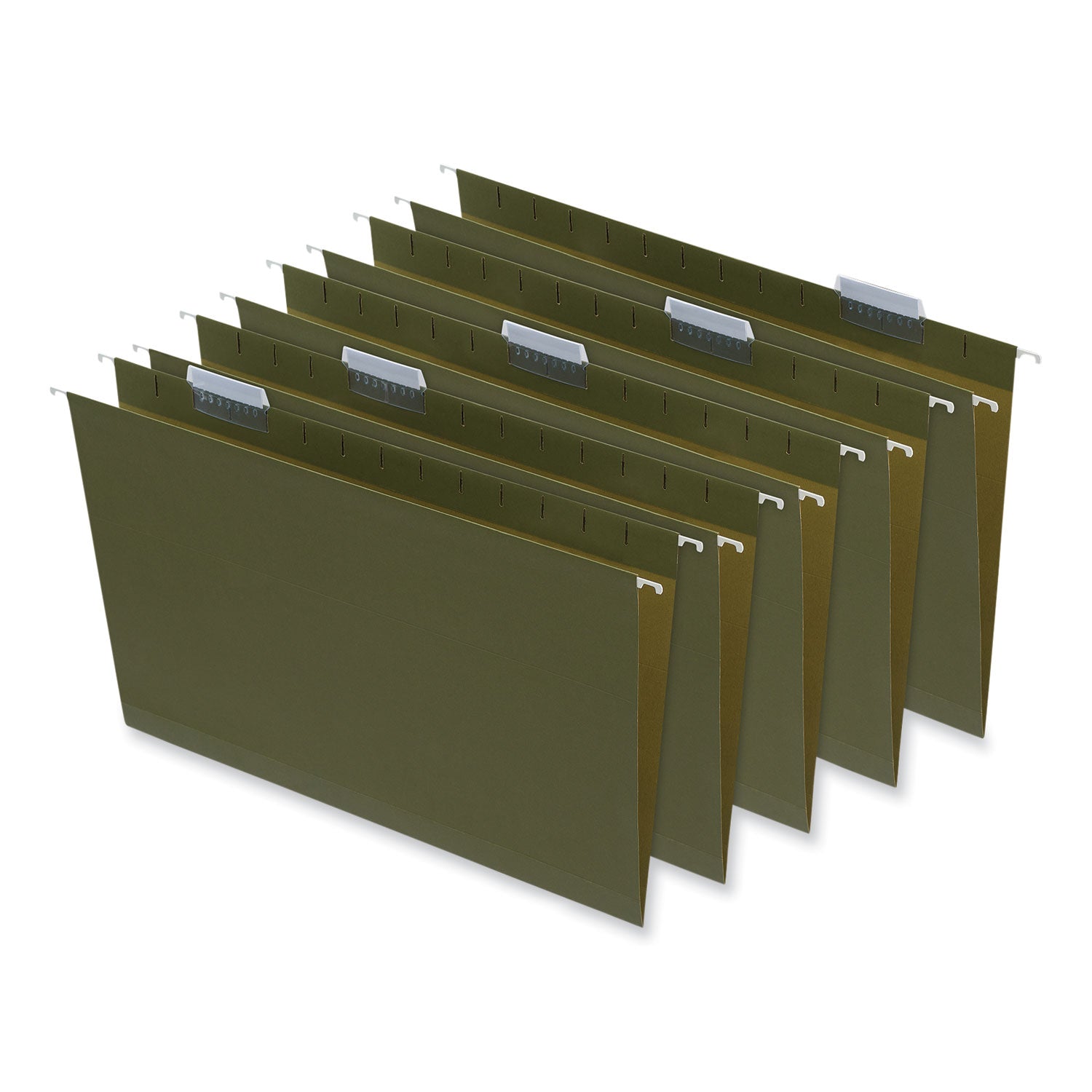 Universal® Box Bottom Hanging File Folders, 2" Capacity, Legal Size, 1/5-Cut Tabs, Standard Green, 25/Box