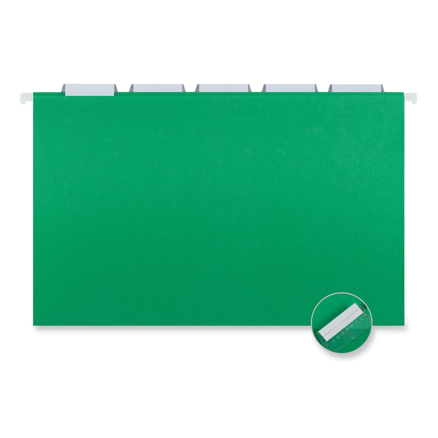 Universal® Deluxe Bright Color Hanging File Folders, Legal Size, 1/5-Cut Tabs, Bright Green, 25/Box