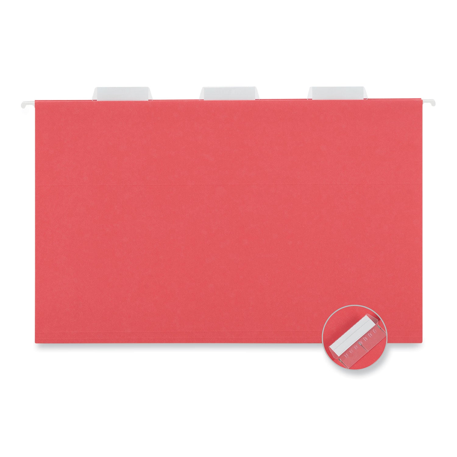 Universal® Deluxe Bright Color Hanging File Folders, Legal Size, 1/5-Cut Tabs, Red, 25/Box