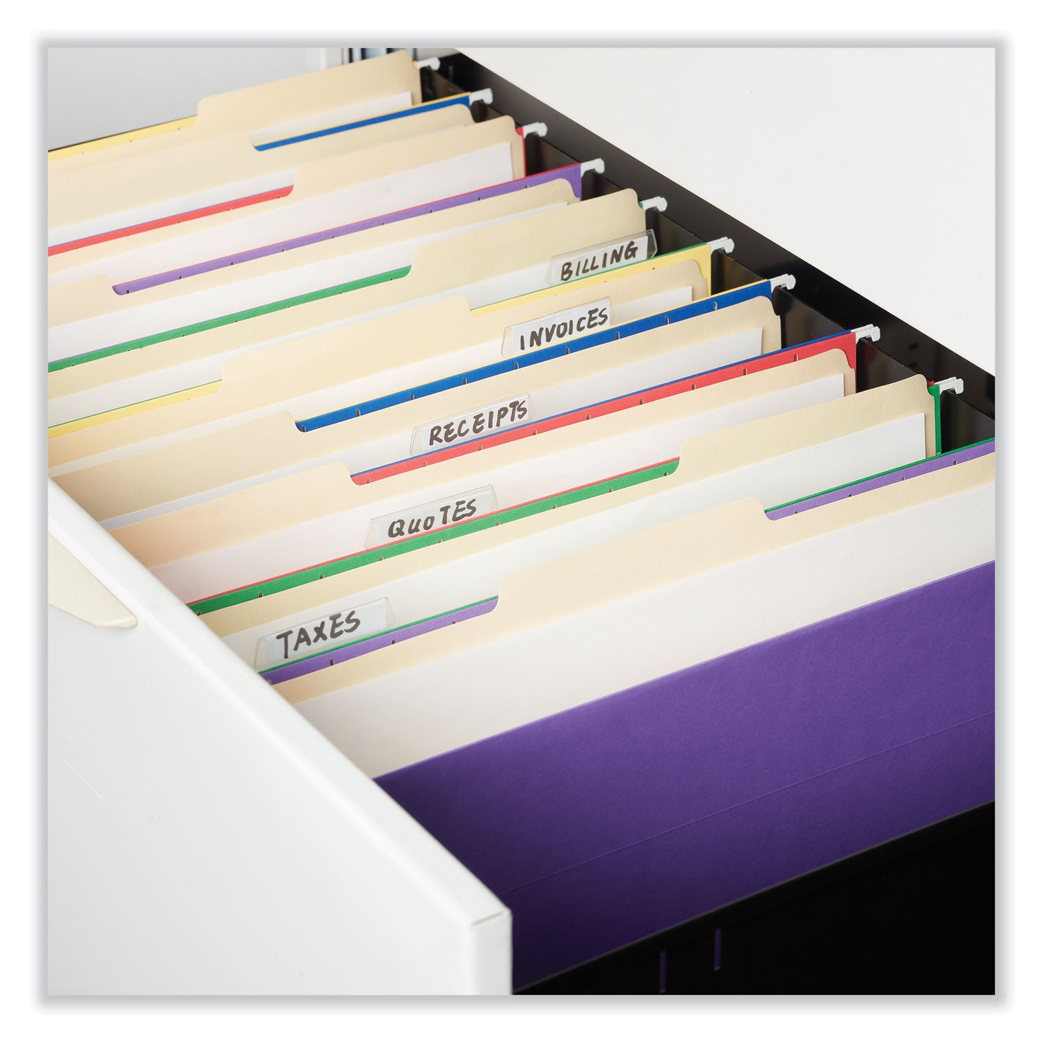 Universal® Deluxe Bright Color Hanging File Folders, Legal Size, 1/5-Cut Tabs, Violet, 25/Box