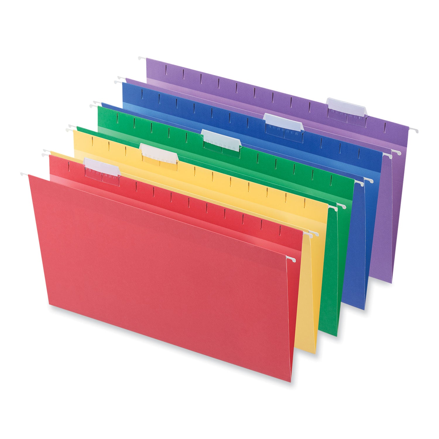 Universal® Deluxe Bright Color Hanging File Folders, Legal Size, 1/5-Cut Tabs, Assorted Colors, 25/Box