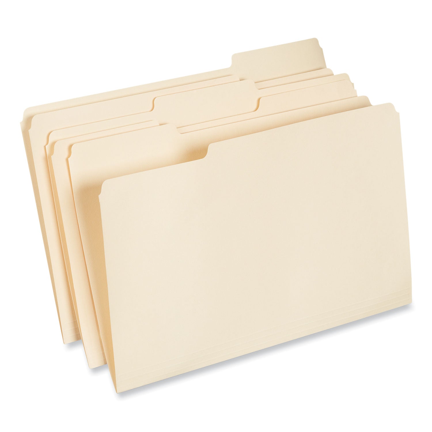 Universal® Top Tab File Folders, 1/3-Cut Tabs: Assorted, Legal Size, 0.75" Expansion, Manila, 100/Box