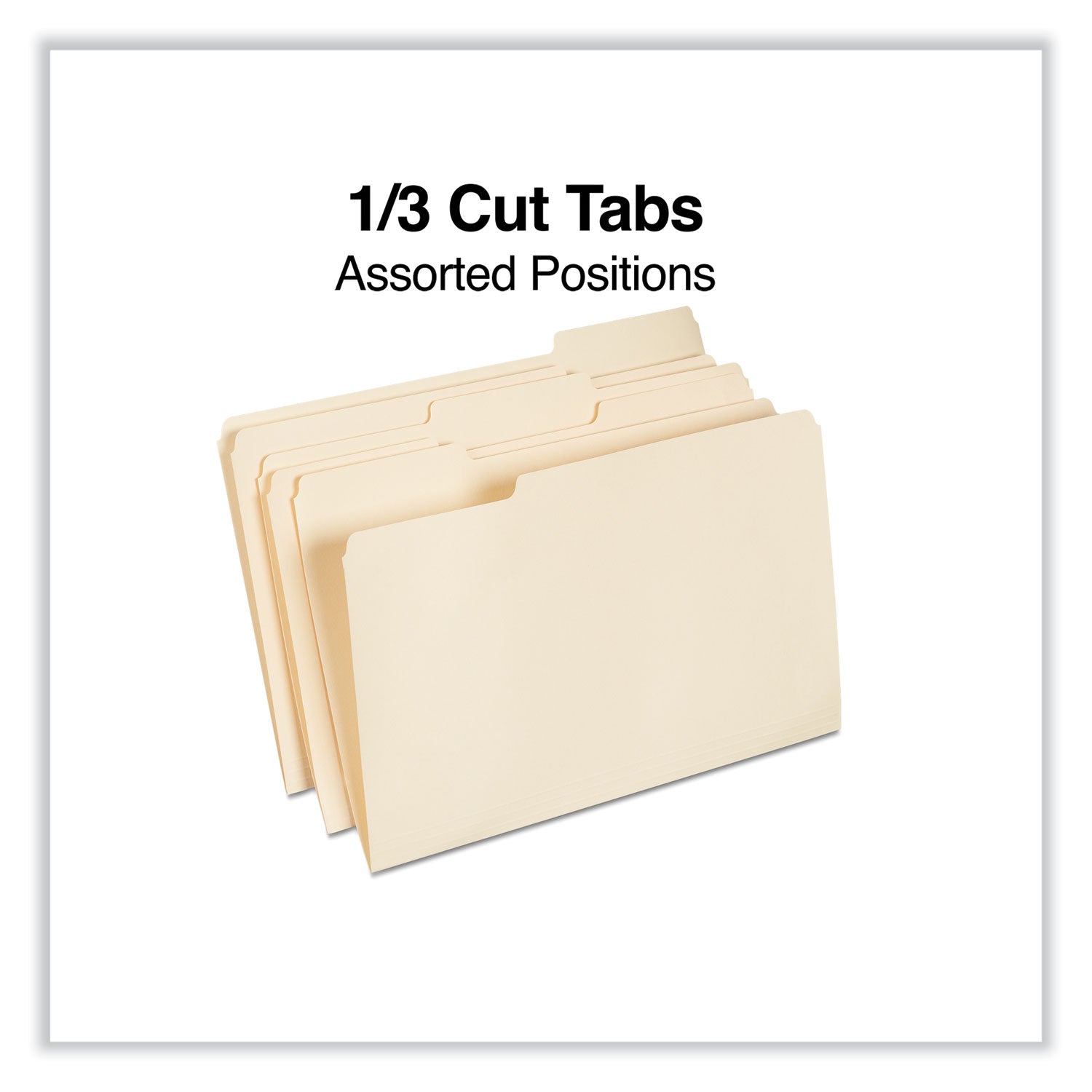 Universal® Top Tab File Folders, 1/3-Cut Tabs: Assorted, Legal Size, 0.75" Expansion, Manila, 100/Box