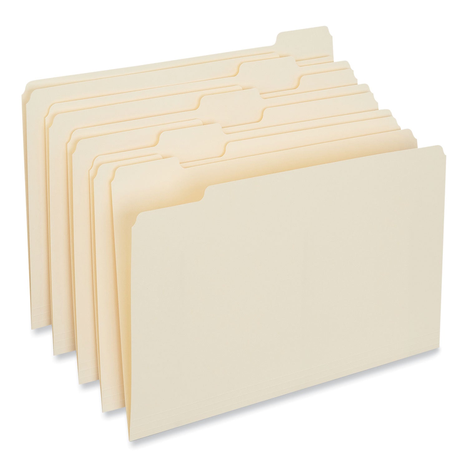 Universal® Top Tab File Folders, 1/5-Cut Tabs: Assorted, Legal Size, 0.75" Expansion, Manila, 100/Box