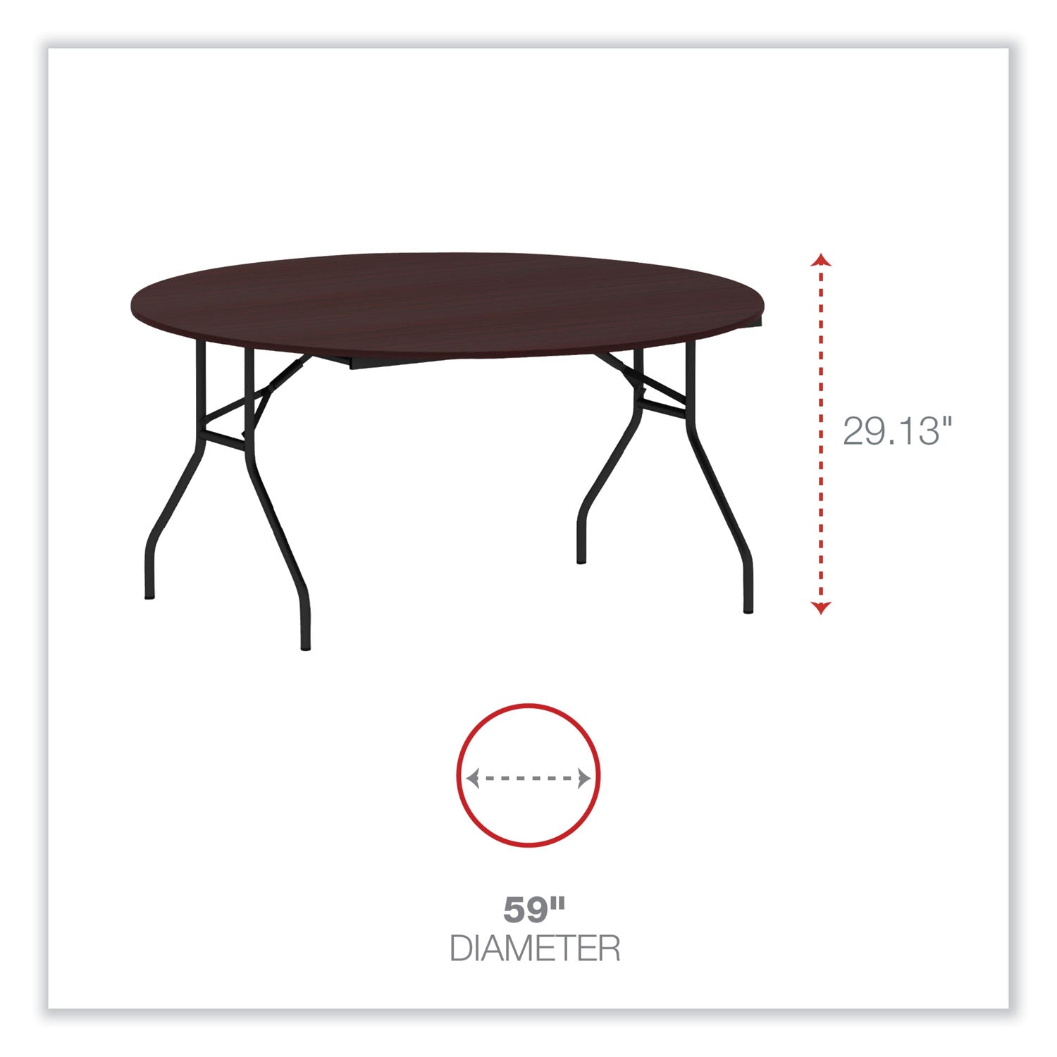 Alera® Round Wood Folding Table, 59" Diameter x 29.13h, Mahogany