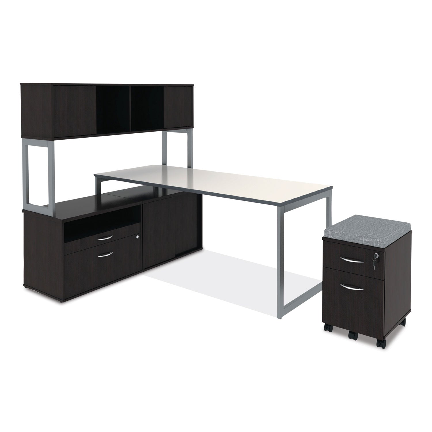 Alera® Alera Open Office Desk Series Low File Cabinet Credenza, 2-Drawer: Pencil/File,Legal/Letter,1 Shelf,Espresso,29.5x19.13x22.88