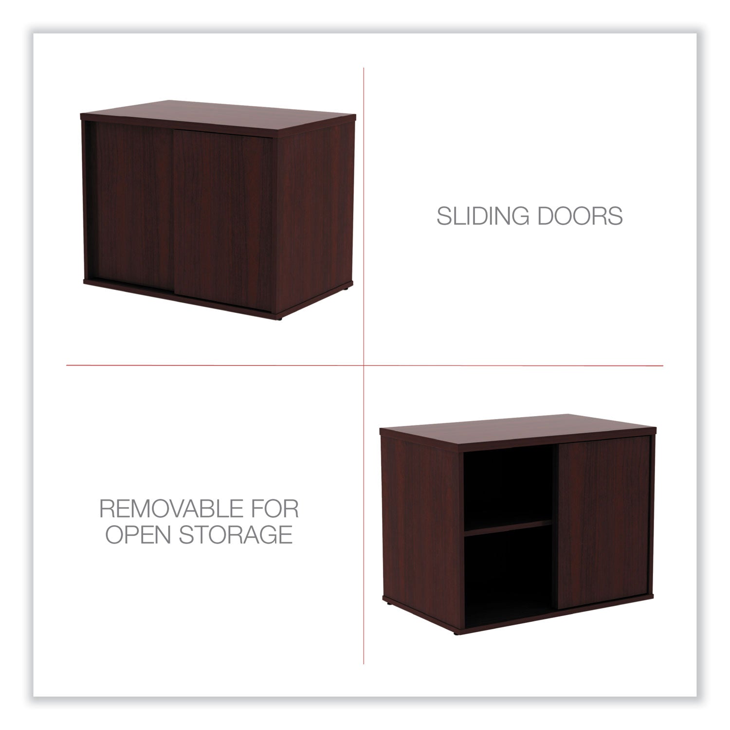 Alera® Alera Open Office Low Storage Cab Cred, 29.5w x 19.13d x 22.78h, Mahogany