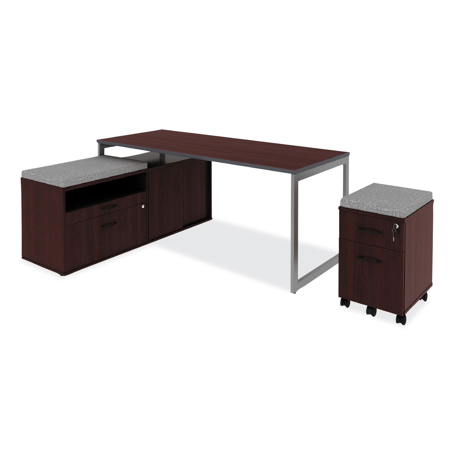 Alera® Alera Open Office Low Storage Cab Cred, 29.5w x 19.13d x 22.78h, Mahogany