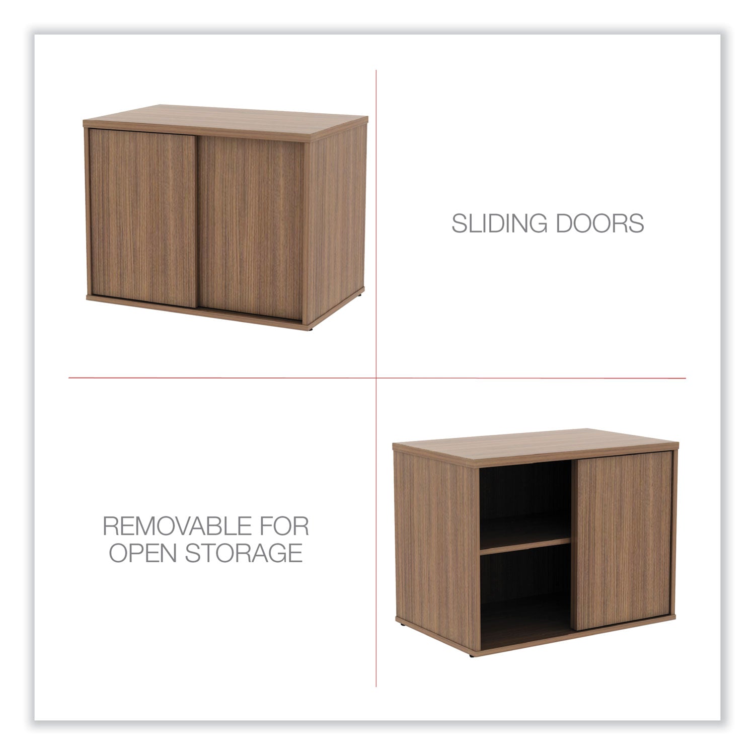 Alera® Alera Open Office Low Storage Cabinet Credenza, 29.5 x 19.13 x 22.78, Walnut