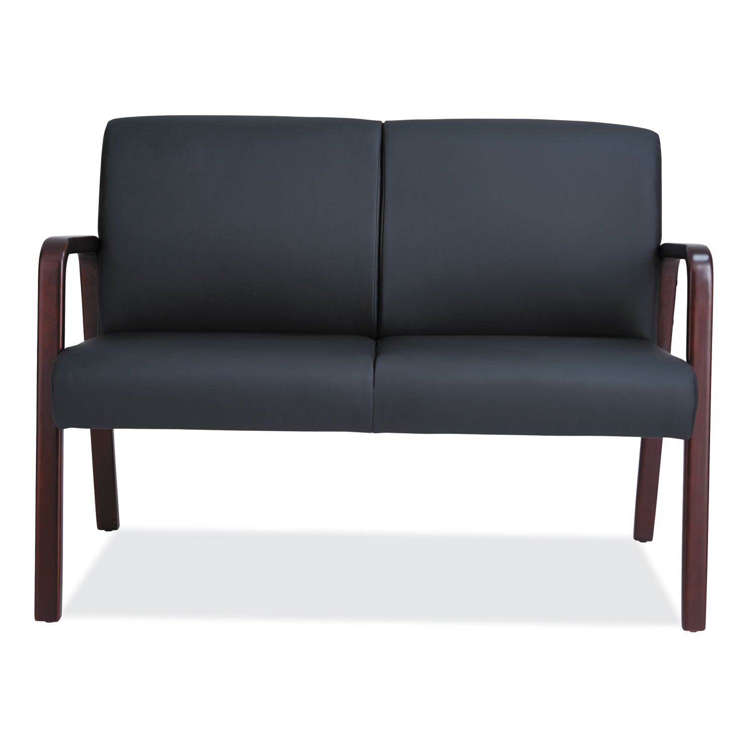 Alera® Alera Reception Lounge Series Wood Loveseat, 44.88w x 26.13d x 33h, Black/Mahogany