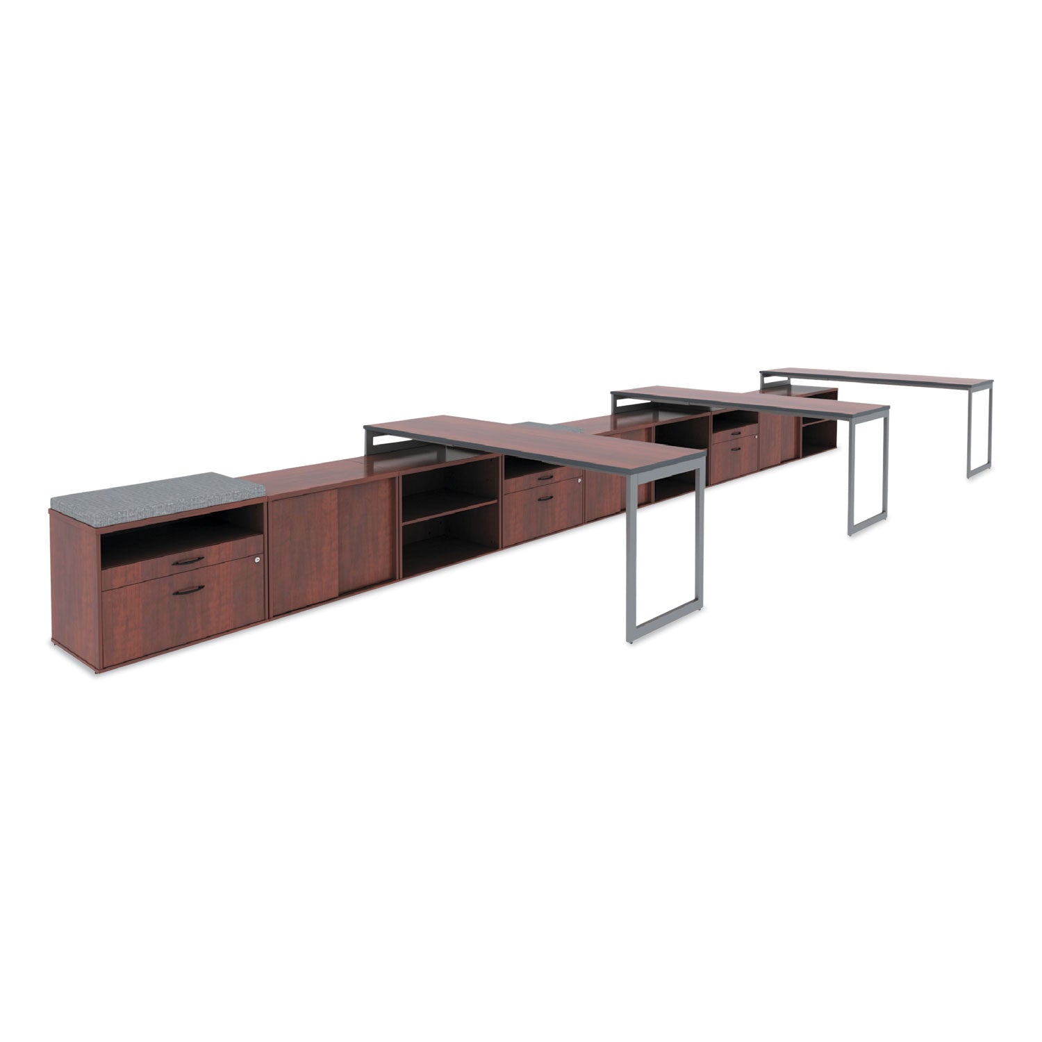 Alera® Alera Open Office Desk Series Low File Cabinet Credenza, 2-Drawer: Pencil/File, Legal/Letter, 1 Shelf,Cherry,29.5x19.13x22.88